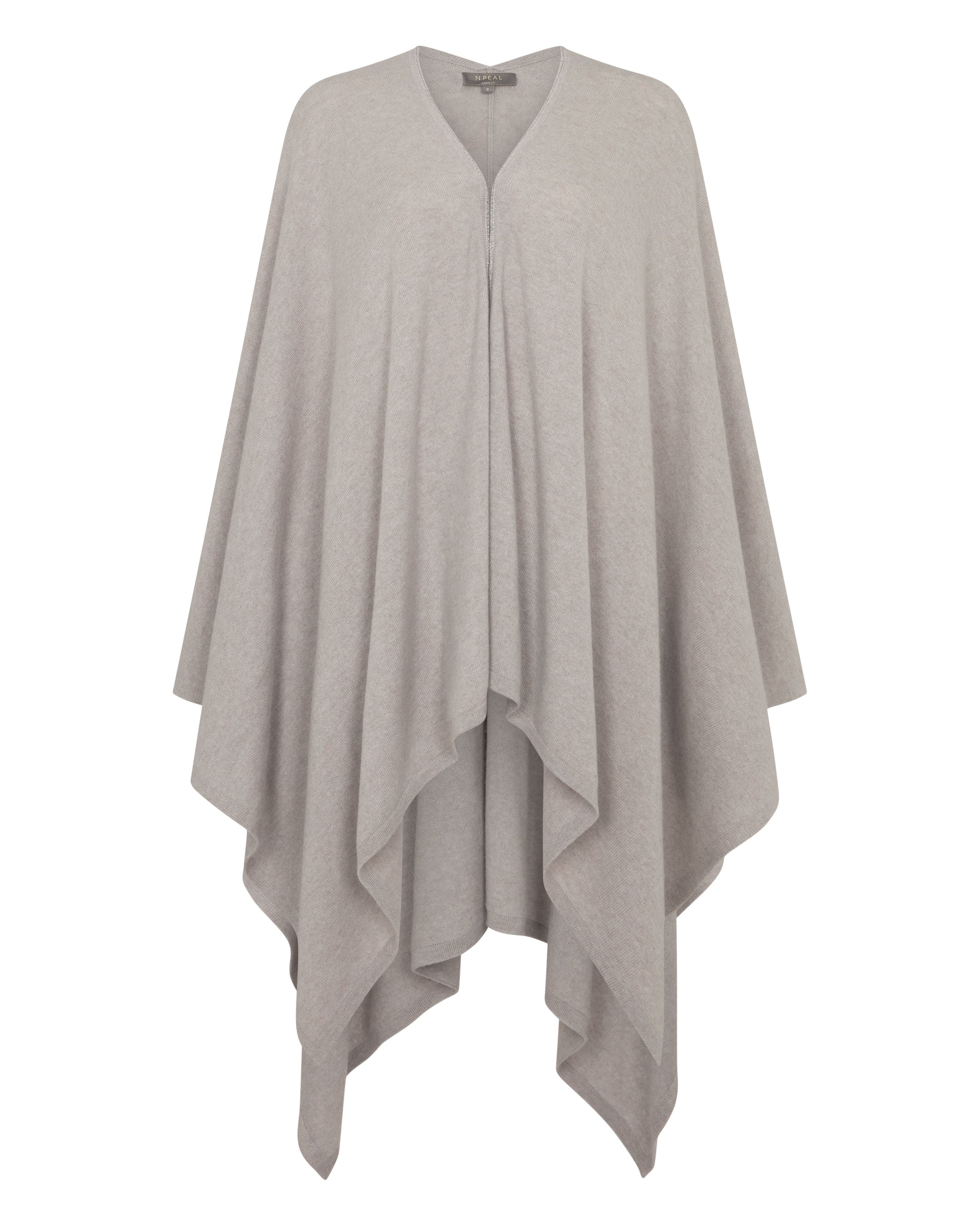Women's Lily Metal Trim Lightweight Cashmere Cape Oat Grey - Image 2