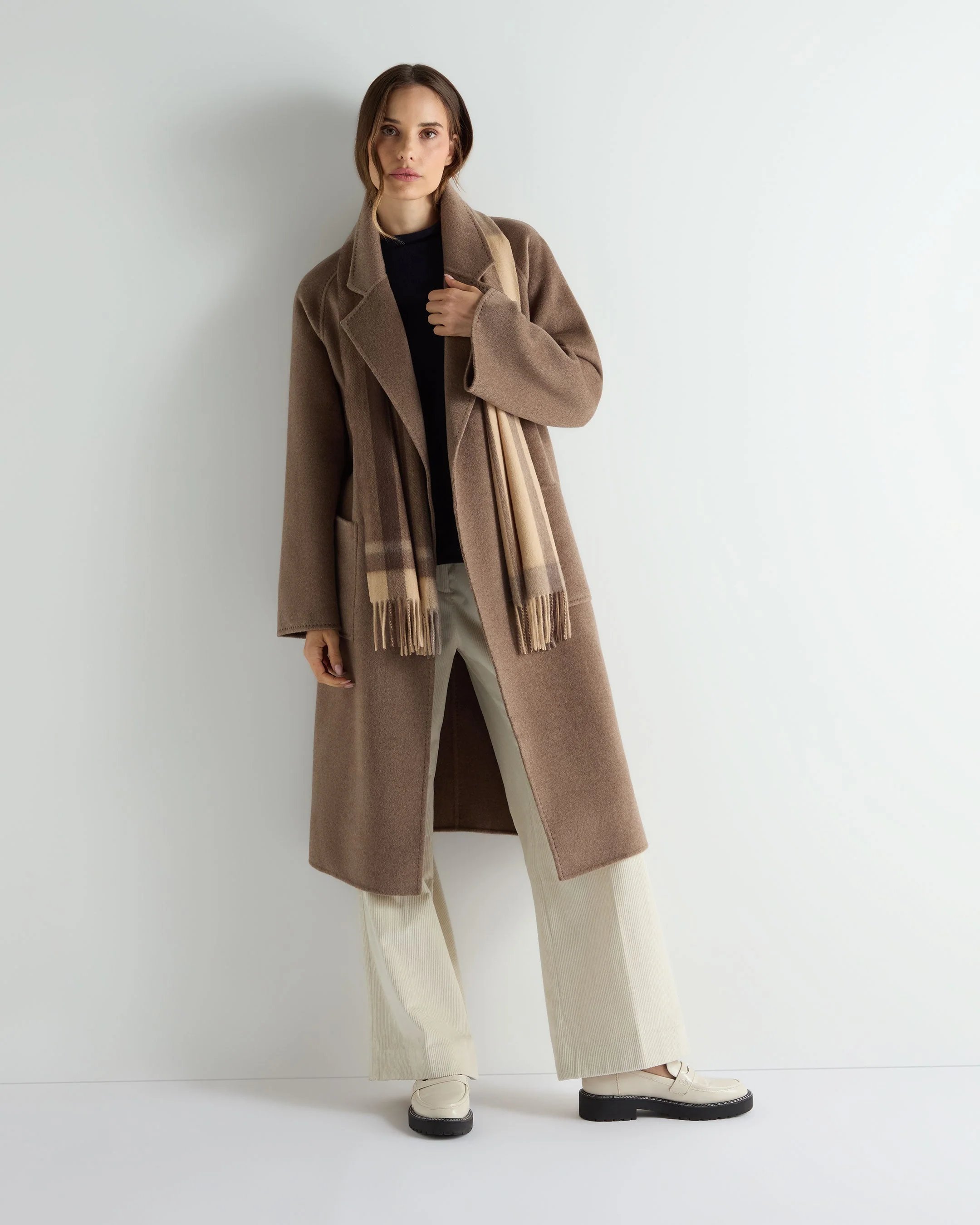 Women's Longline Woven Coat Brown - Image 3