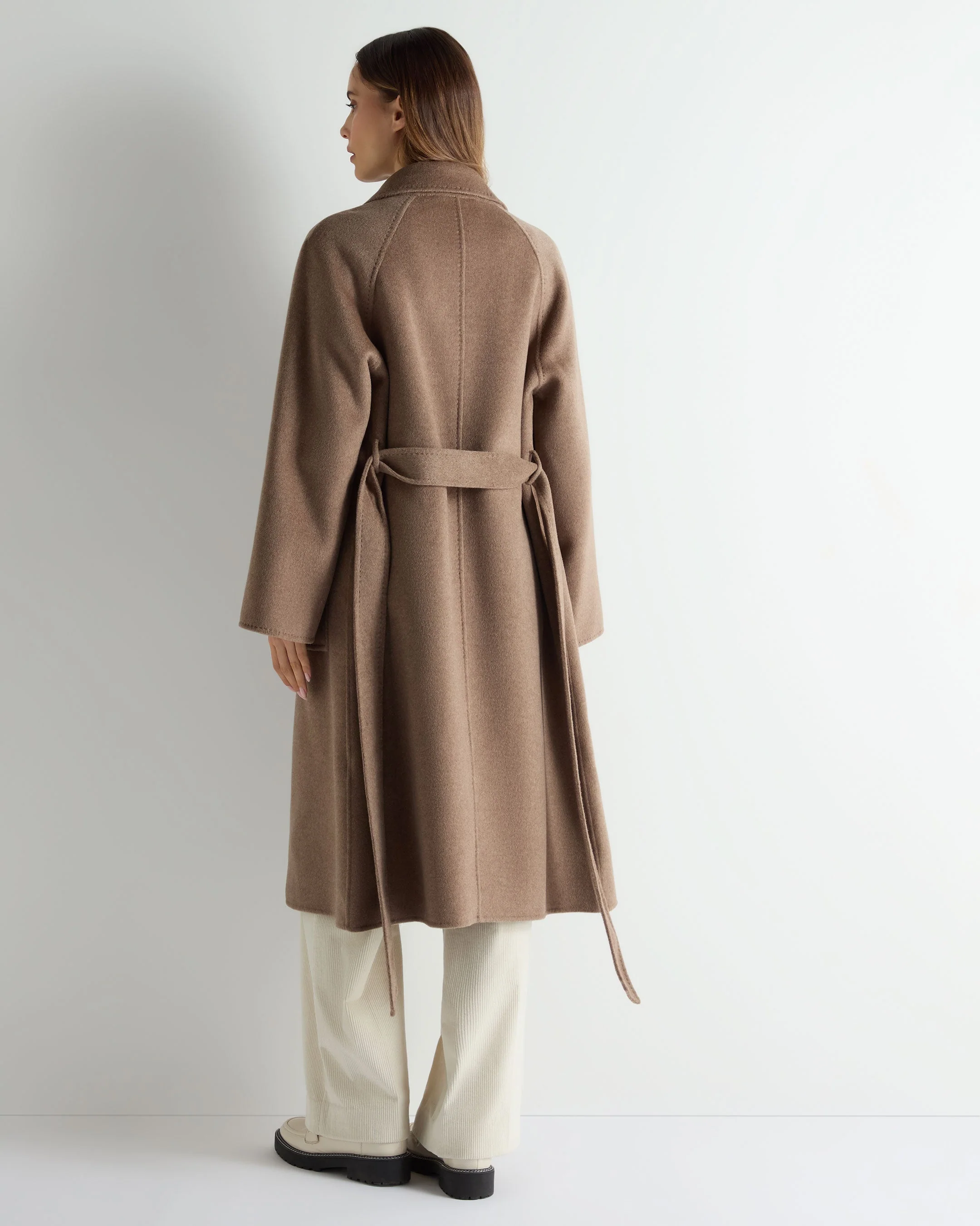 Women's Longline Woven Coat Brown - Image 4