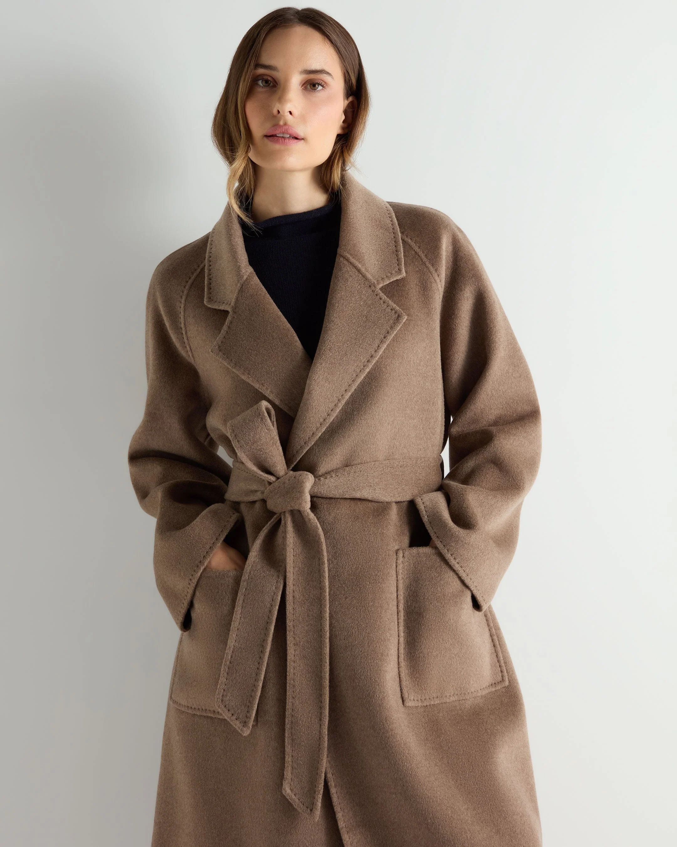 Women's Longline Woven Coat Brown - Image 5