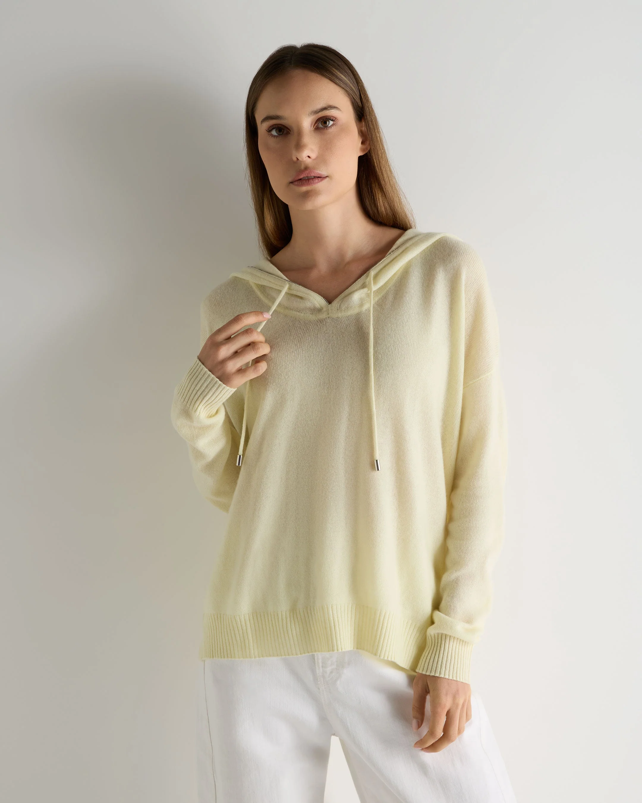 Women's Maya Metal Trim Cashmere Hoodie Butter Yellow