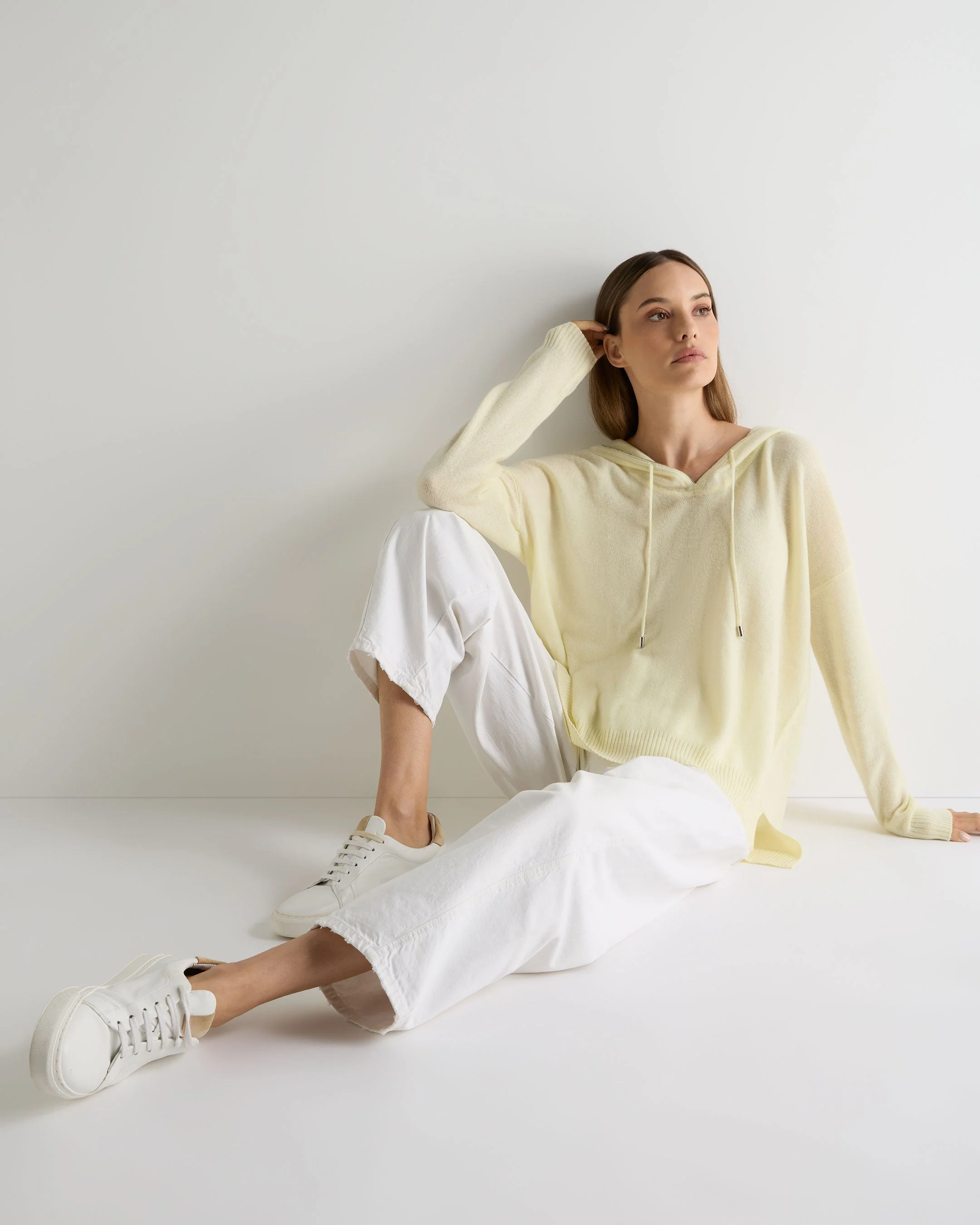 Women's Maya Metal Trim Cashmere Hoodie Butter Yellow - Image 3