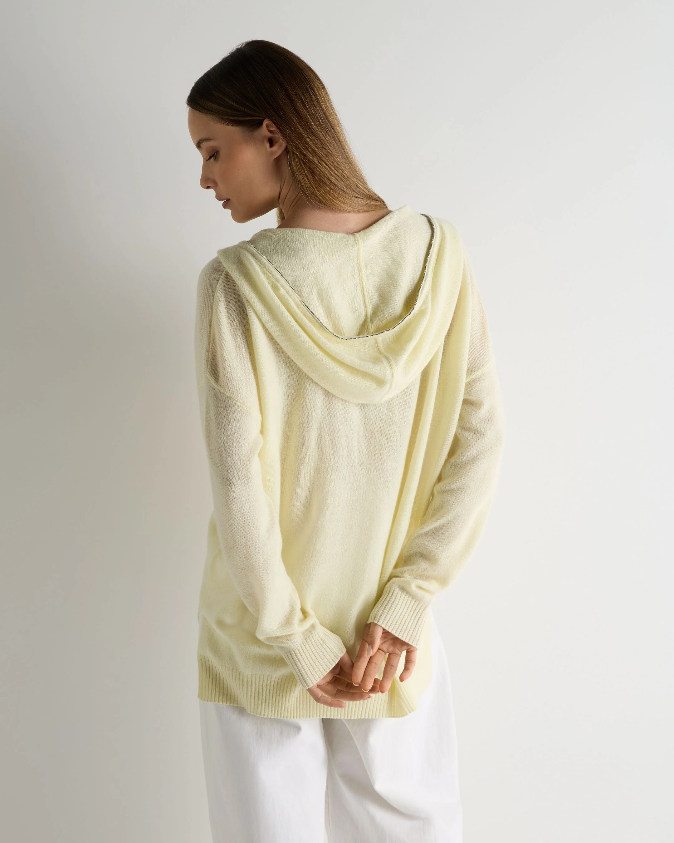 Women's Maya Metal Trim Cashmere Hoodie Butter Yellow - Image 4