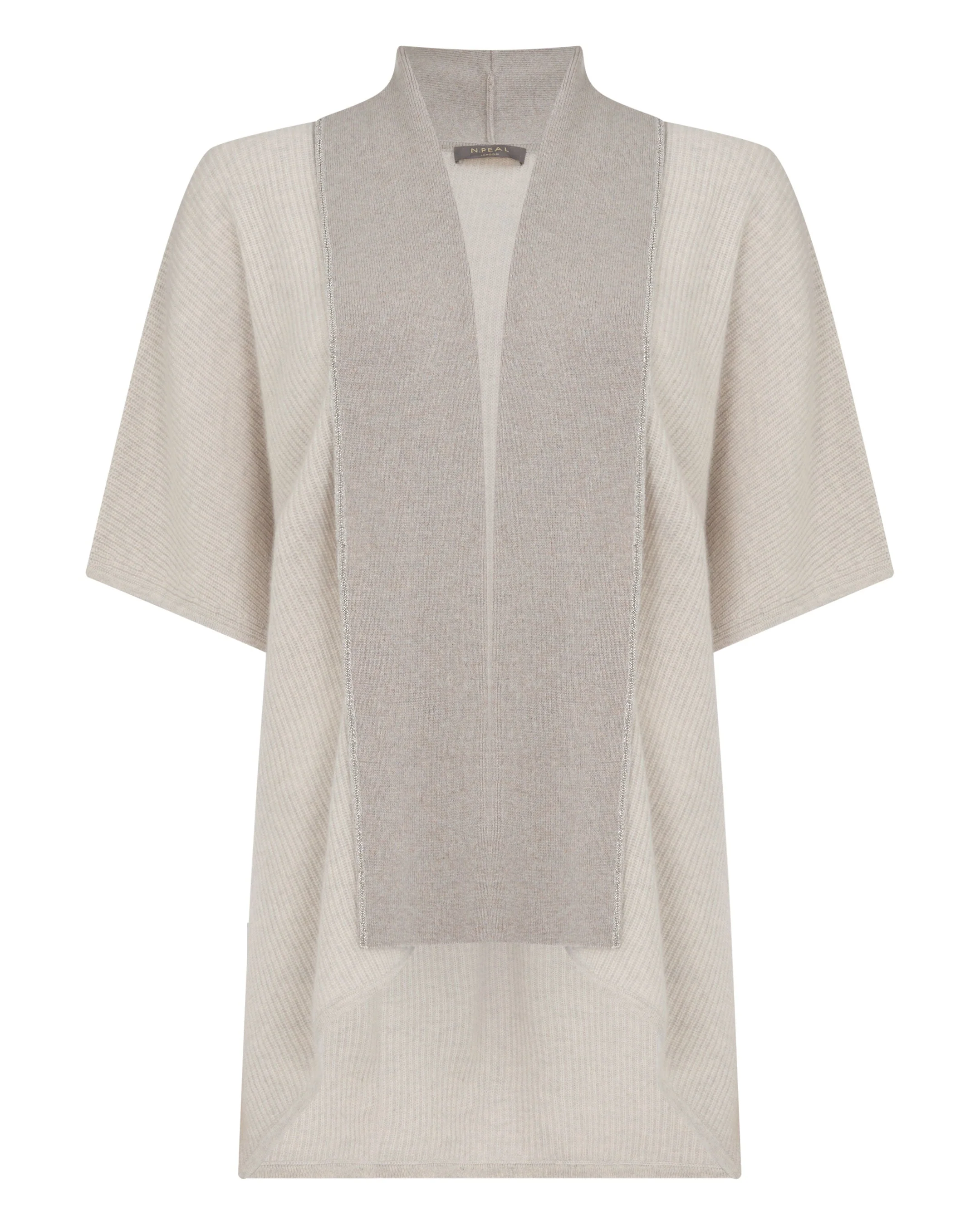 Women's Metal Rib Cashmere Cardigan Pebble Grey - Image 2