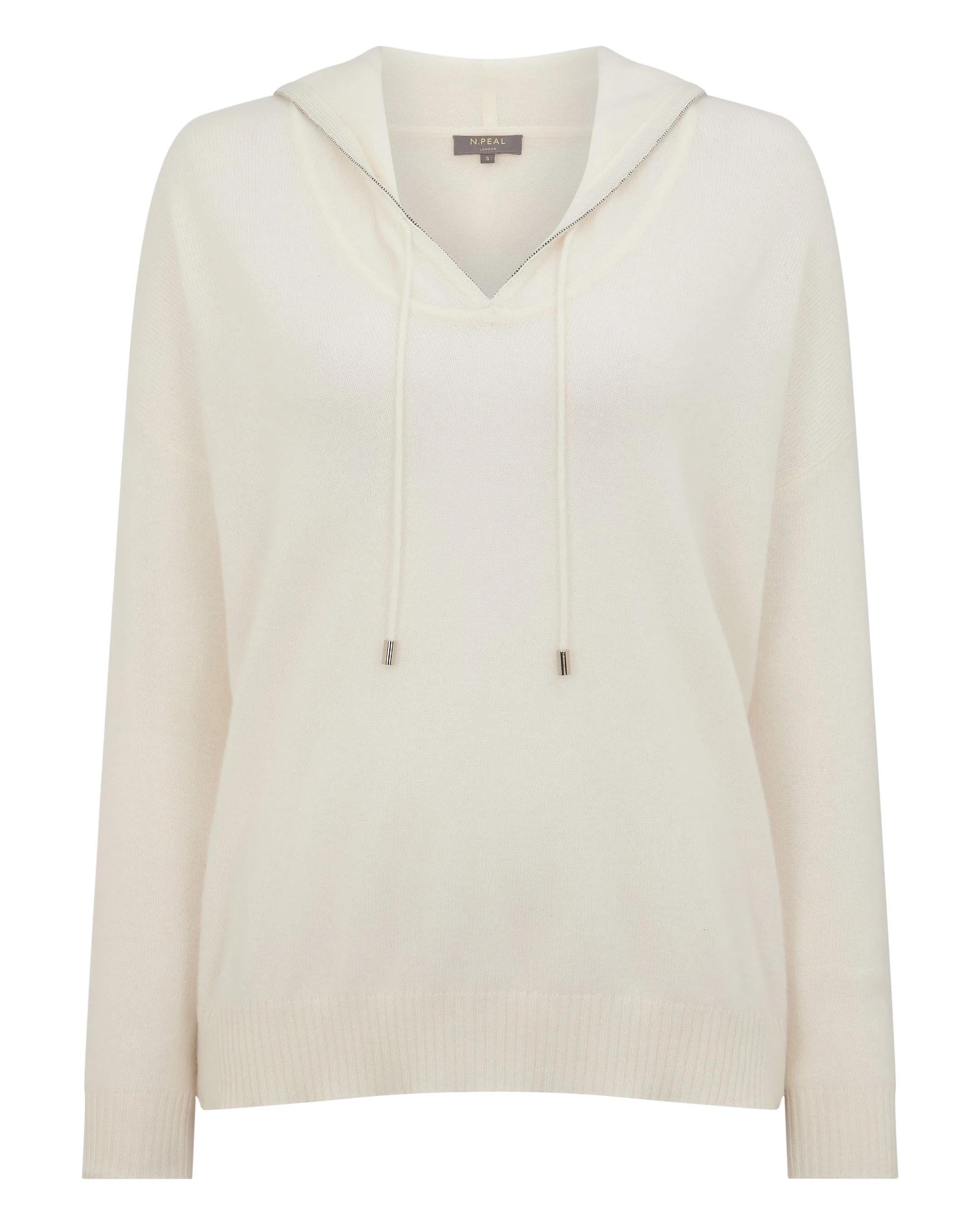Women's Maya Metal Trim Cashmere Hoodie New Ivory White - Image 2