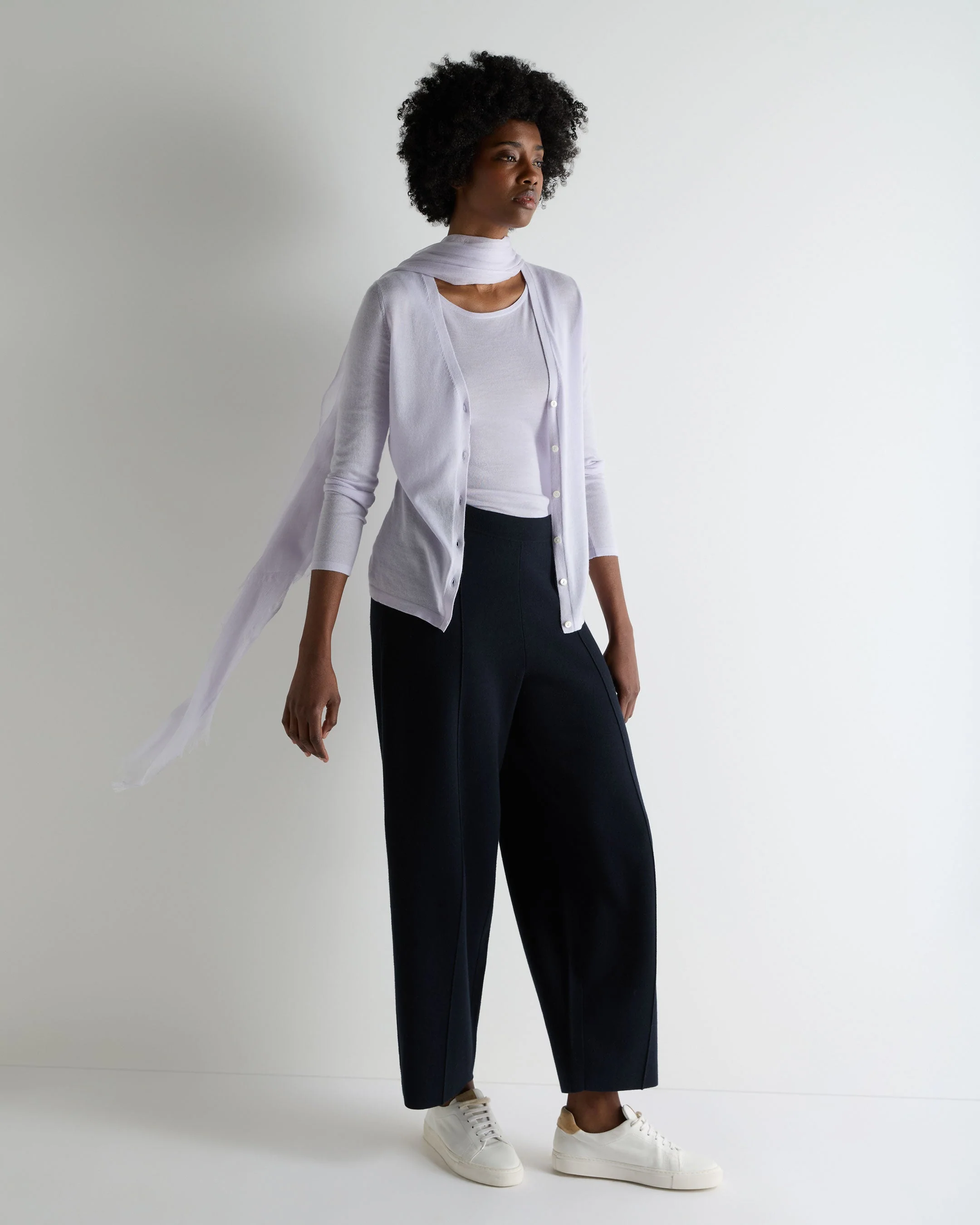Women's Mia Superfine Cashmere V Neck Cardigan Lavender Purple - Image 3