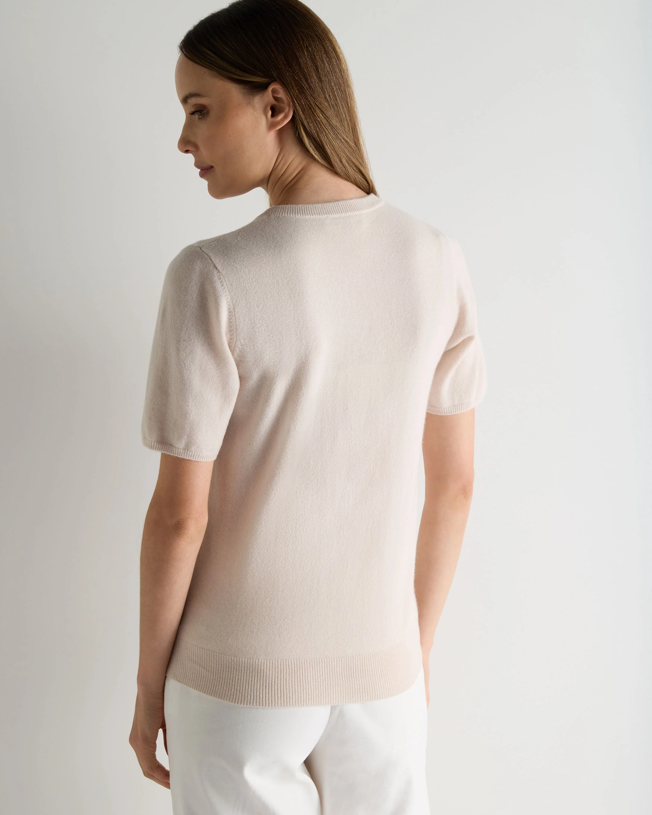 Women's Milly Classic Cashmere T-Shirt Dove Pink - Image 4