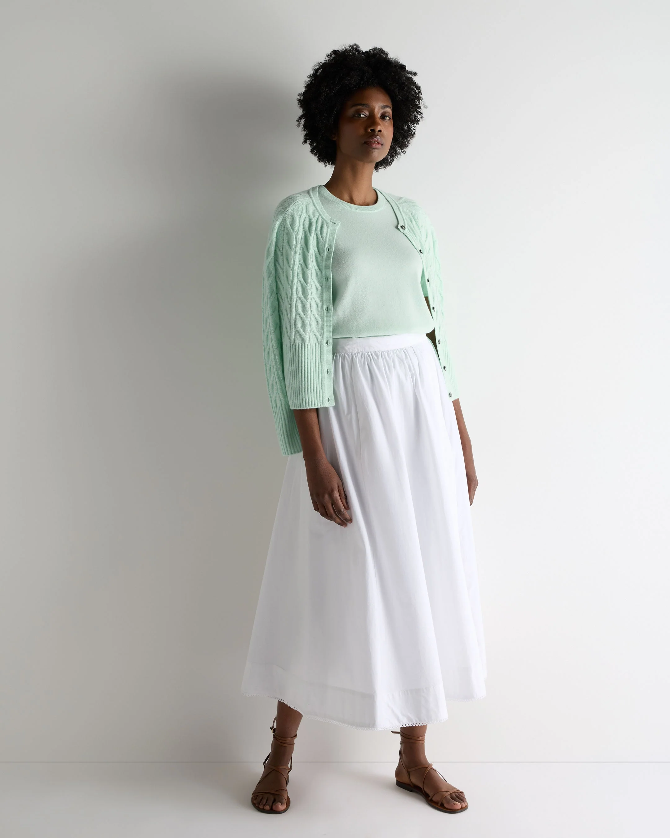 Women's Milly Classic Cashmere T-Shirt Mint Green - Image 3
