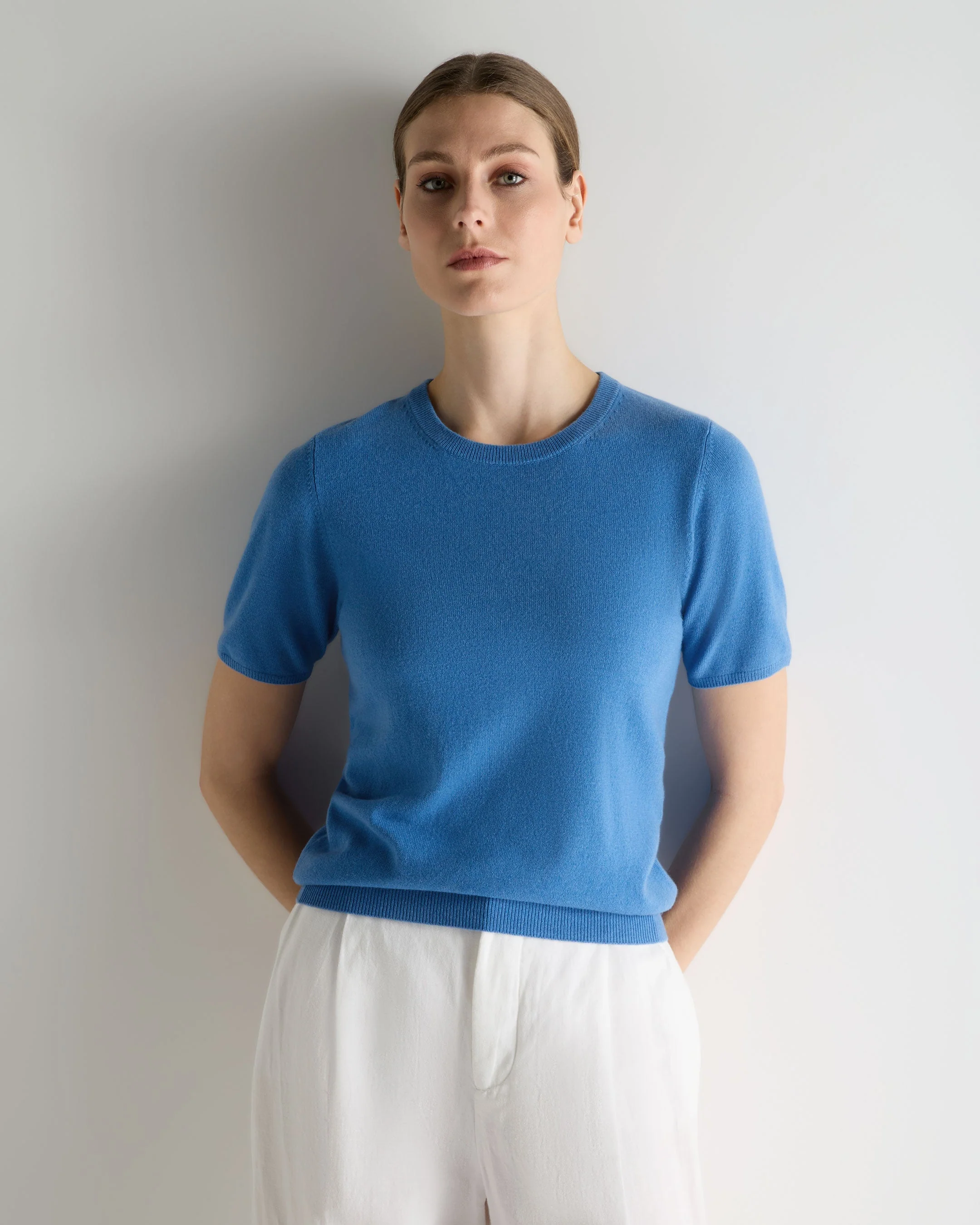 Women's Milly Classic Cashmere T-Shirt Sunshine Blue