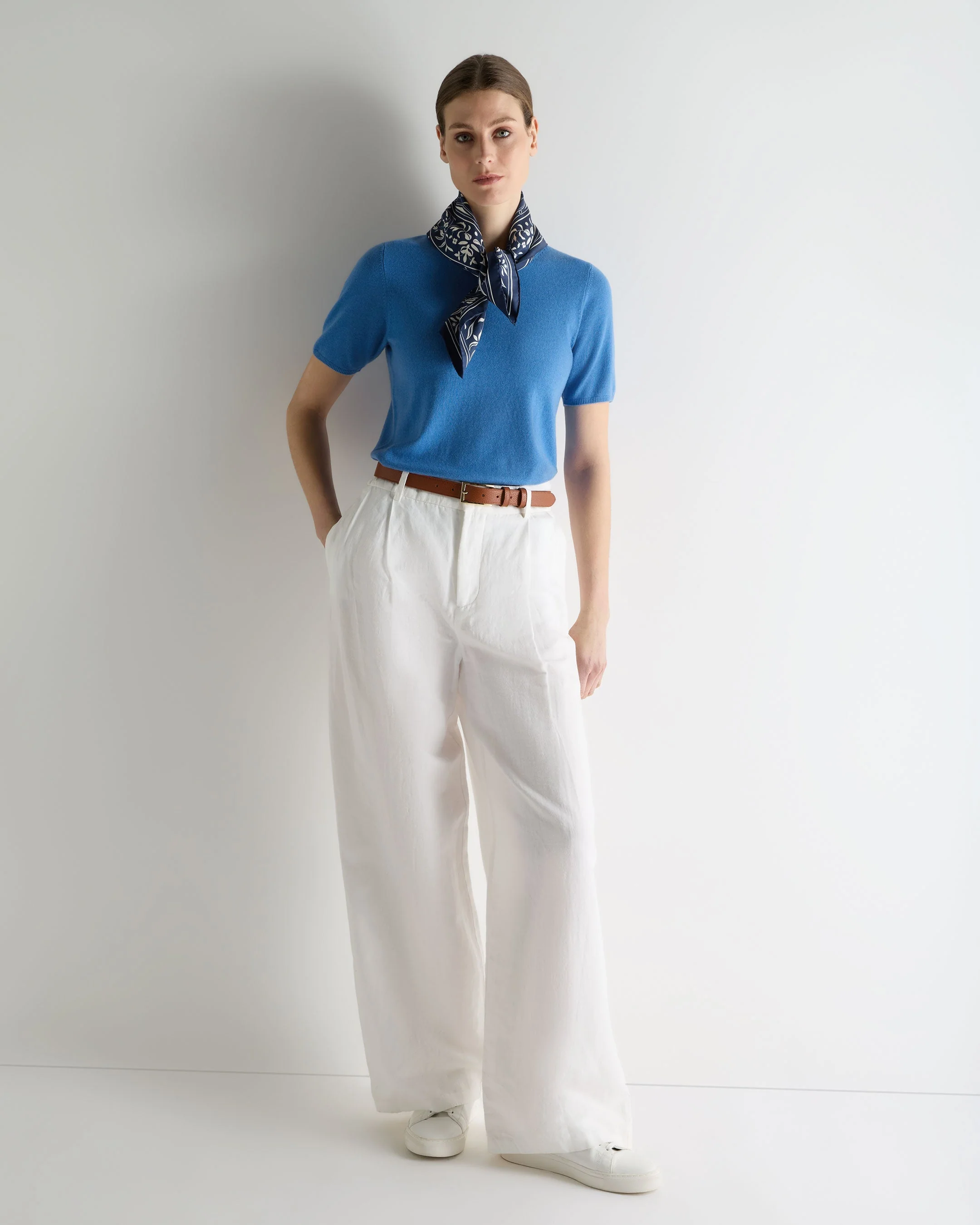 Women's Milly Classic Cashmere T-Shirt Sunshine Blue - Image 3
