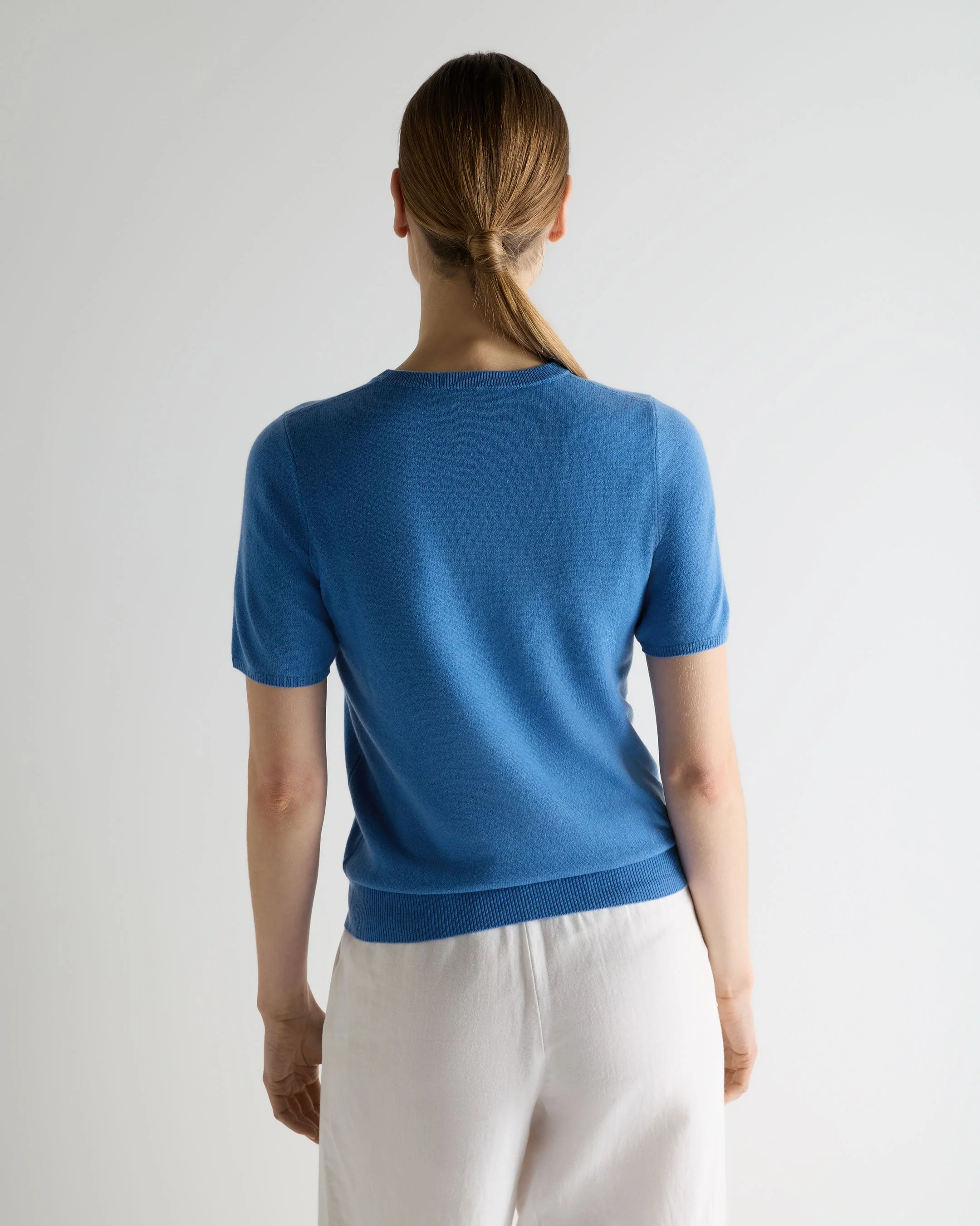 Women's Milly Classic Cashmere T-Shirt Sunshine Blue - Image 4