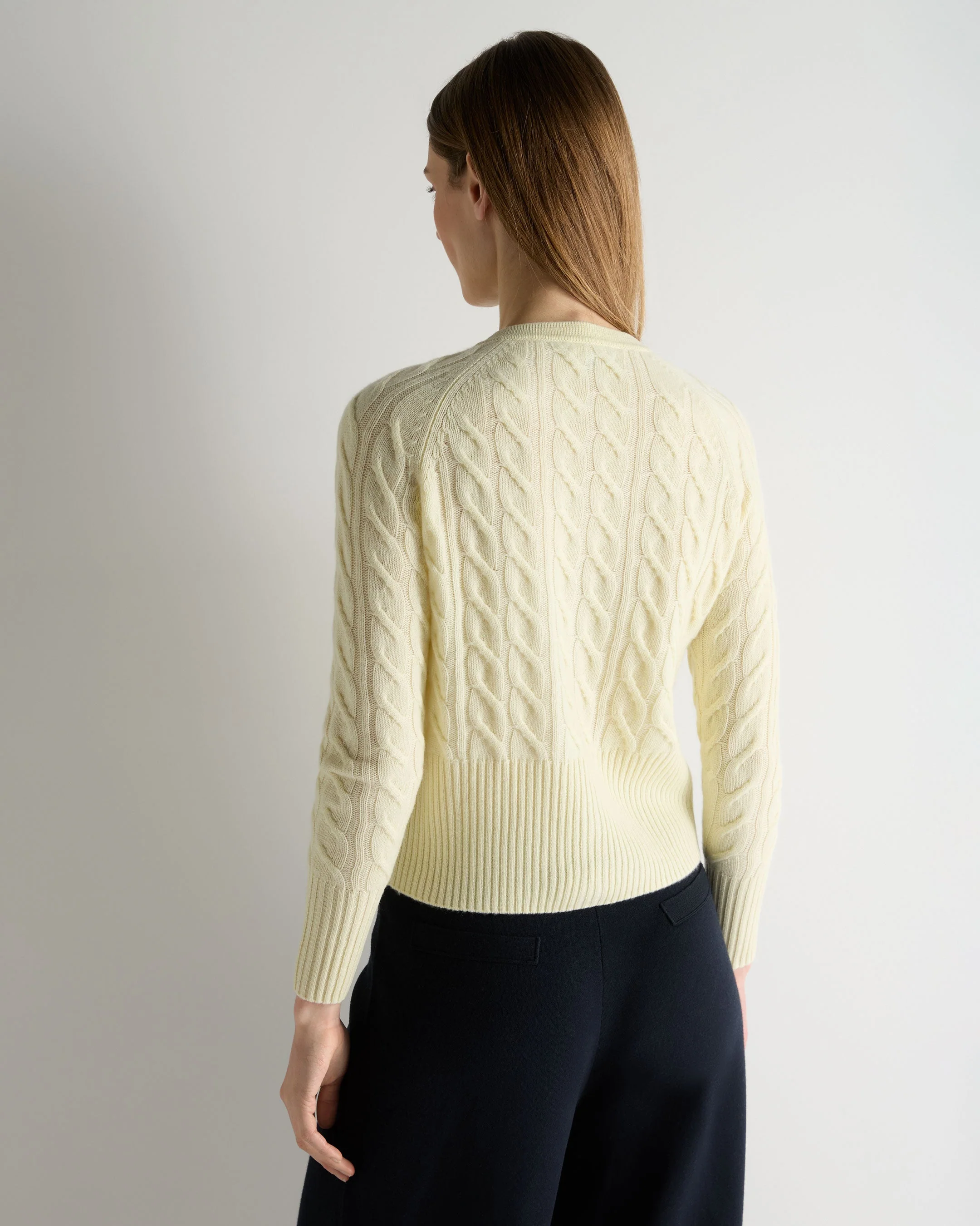 Women's Myla Cable Cashmere Cardigan Butter Yellow - Image 4