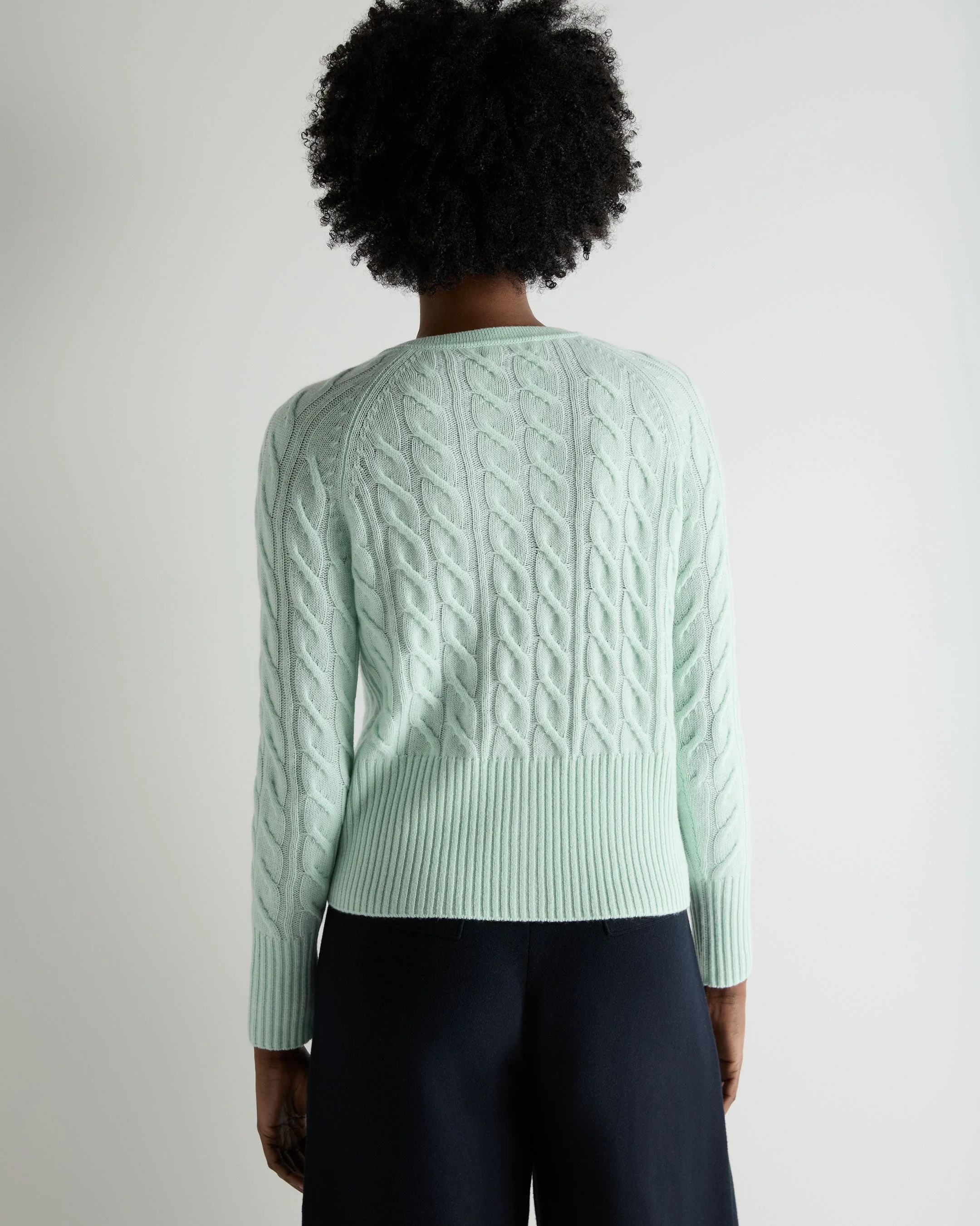 Women's Myla Cable Cashmere Cardigan Mint Green - Image 4