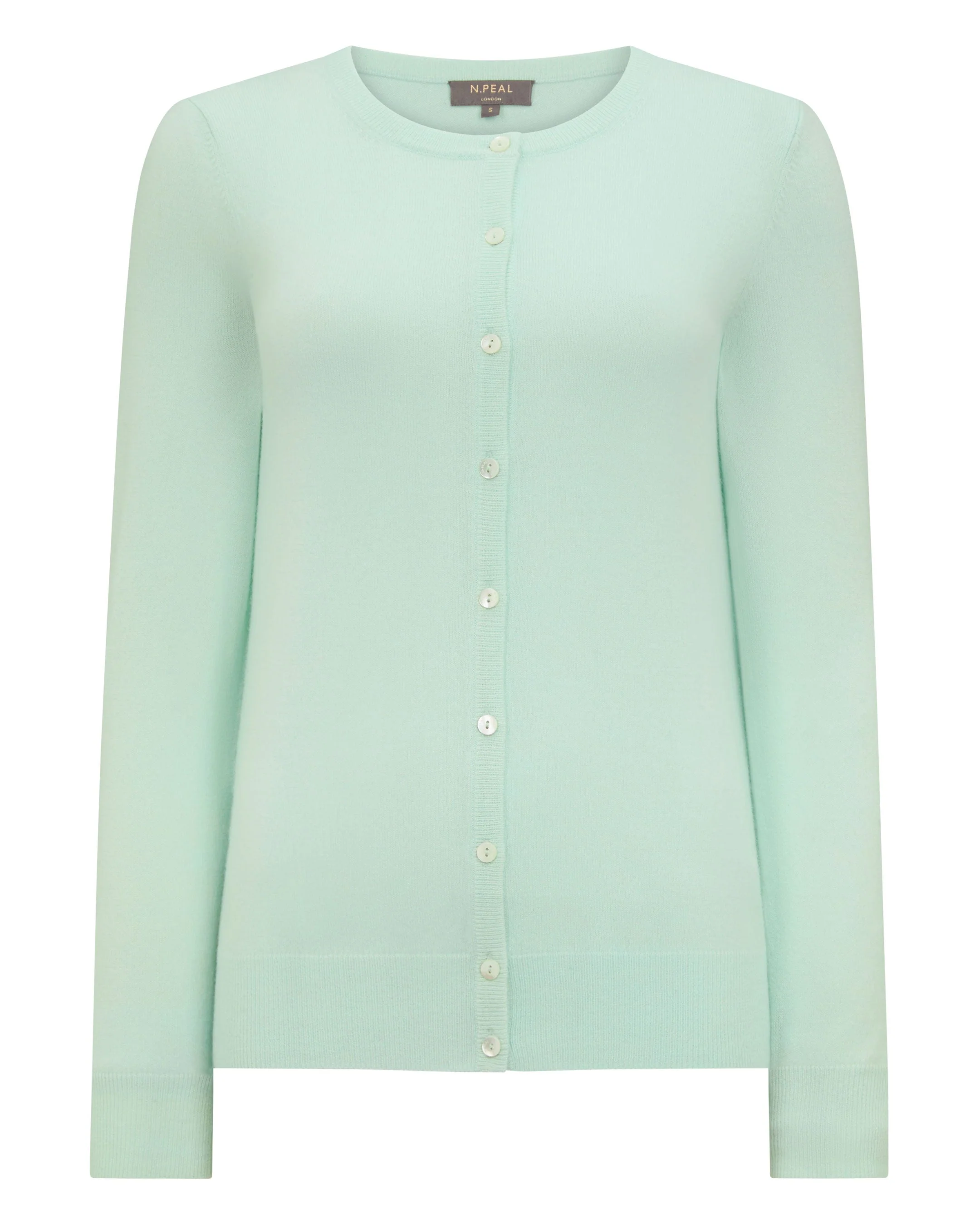 Women's Olivia Round Neck Cashmere Cardigan Mint Green - Image 2
