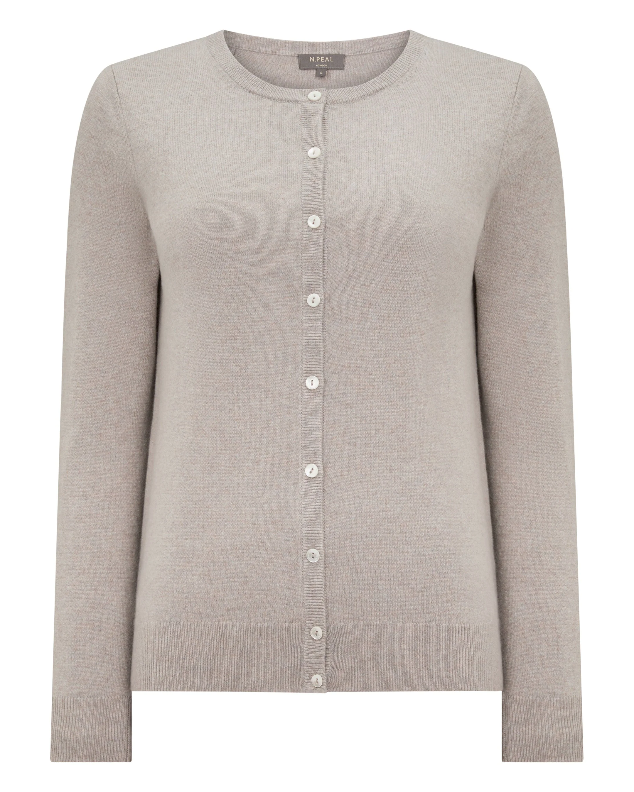 Women's Olivia Round Neck Cashmere Cardigan Oat Grey - Image 2