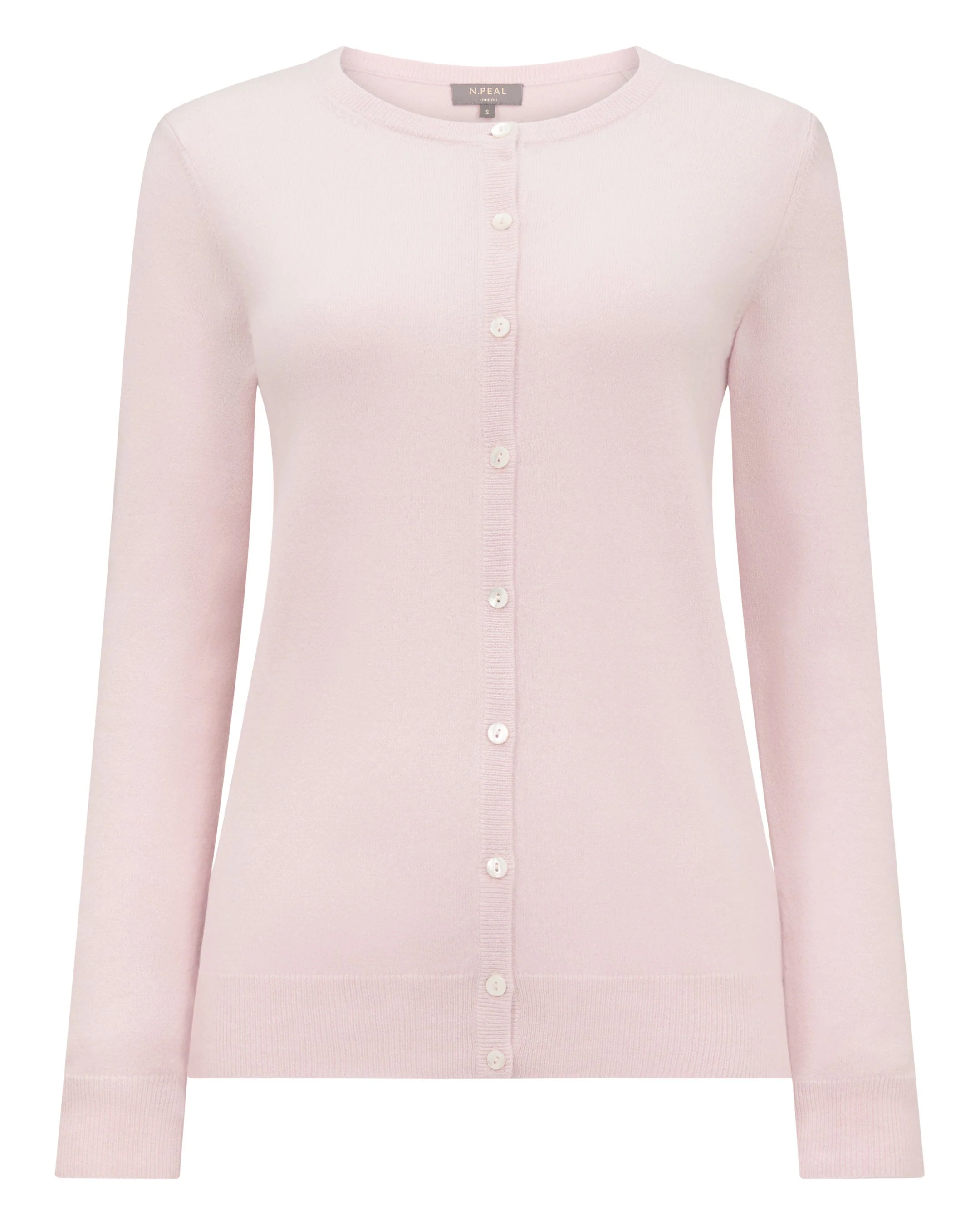 Women's Olivia Round Neck Cashmere Cardigan Powder Pink - Image 2