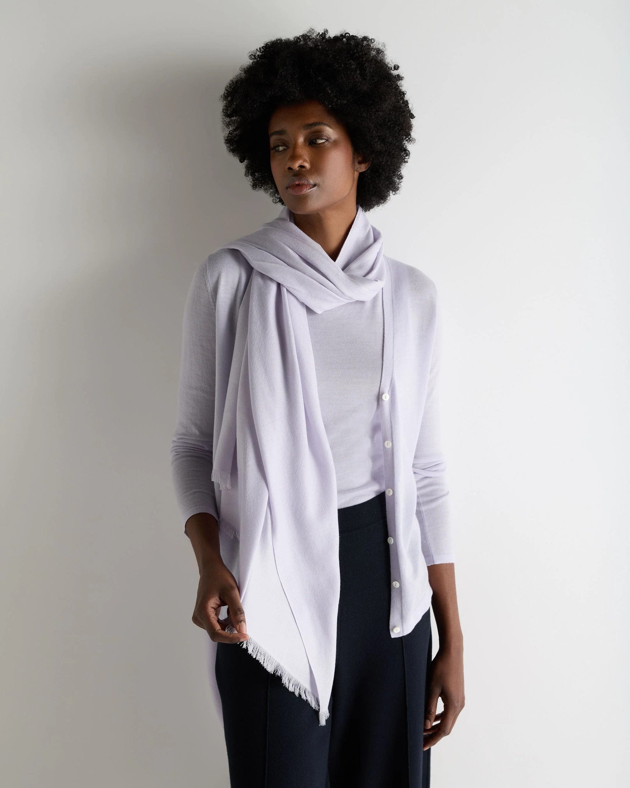 Women's Pashmina Cashmere Shawl Lavender Purple - Image 3