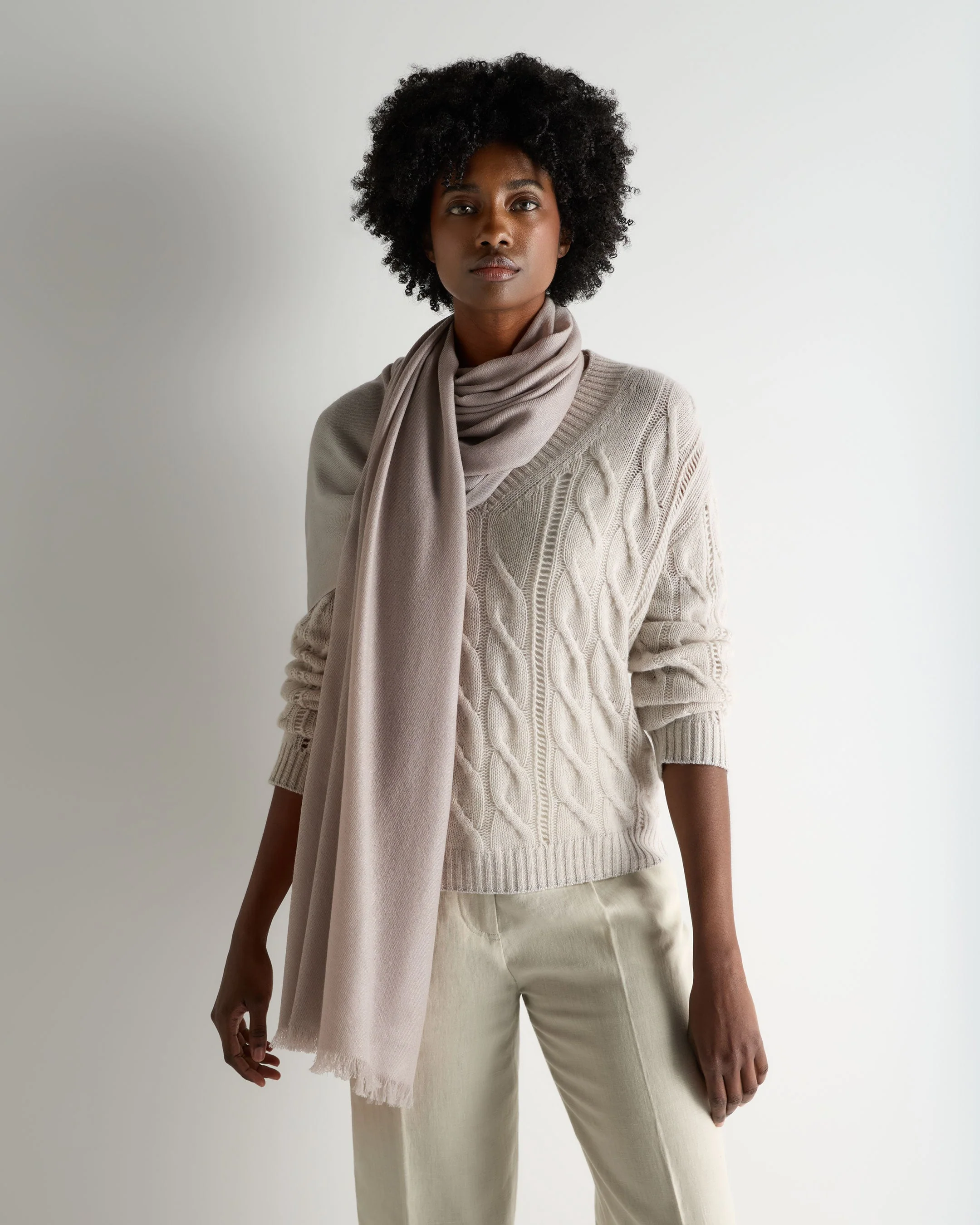 Women's Pashmina Cashmere Shawl Oat Grey - Image 2