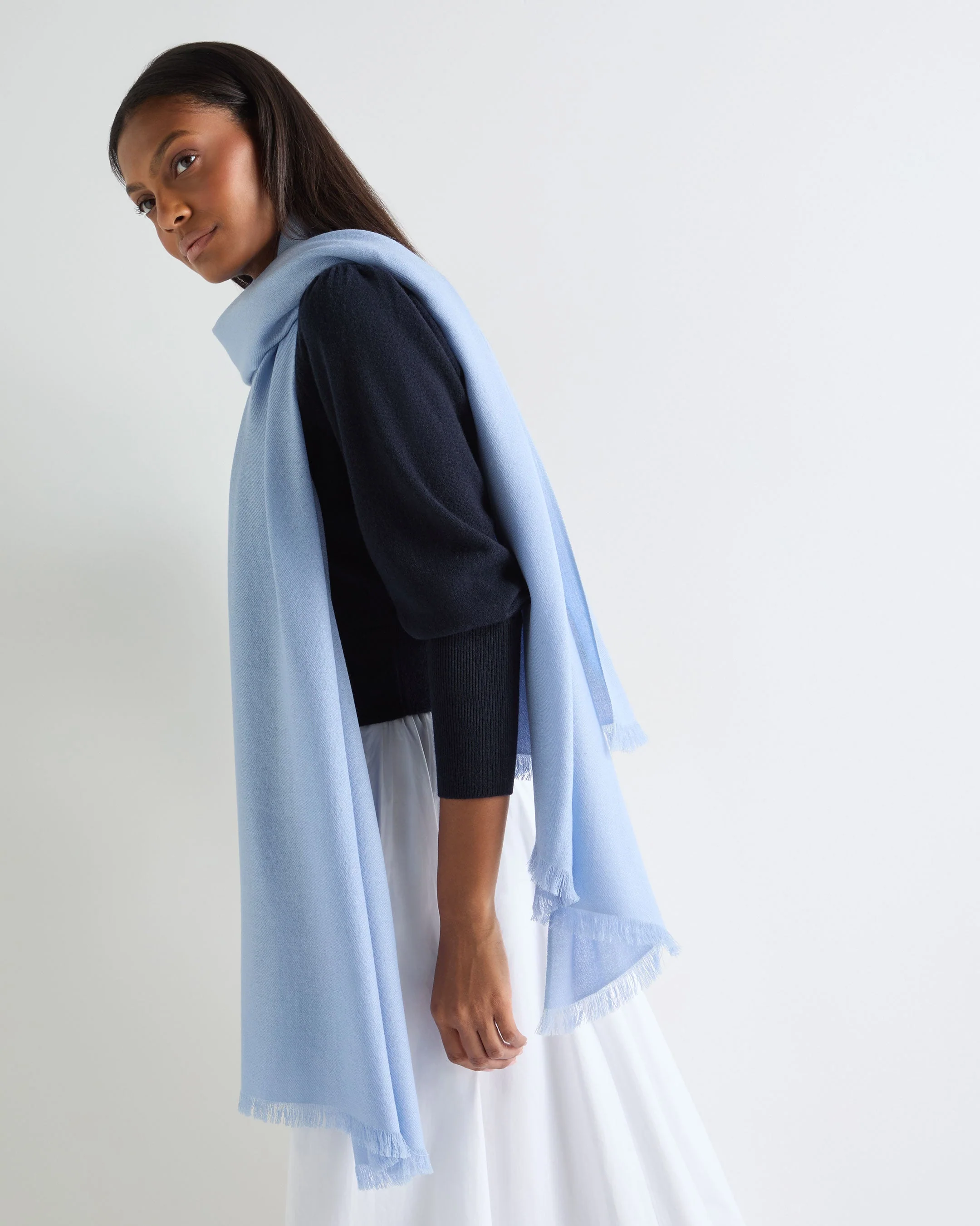 Women's Pashmina Cashmere Shawl Sea Mist Blue - Image 2