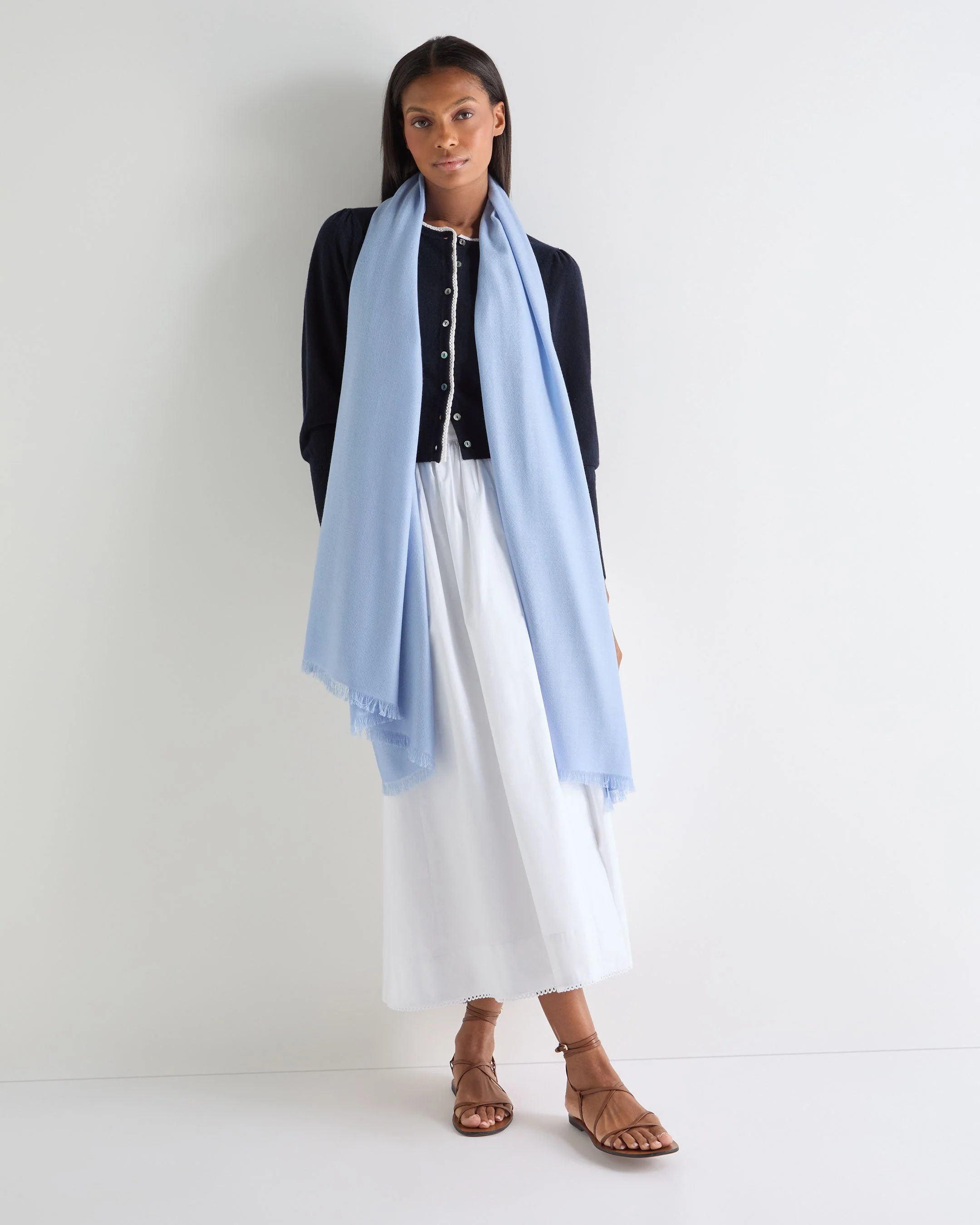 Women's Pashmina Cashmere Shawl Sea Mist Blue - Image 3