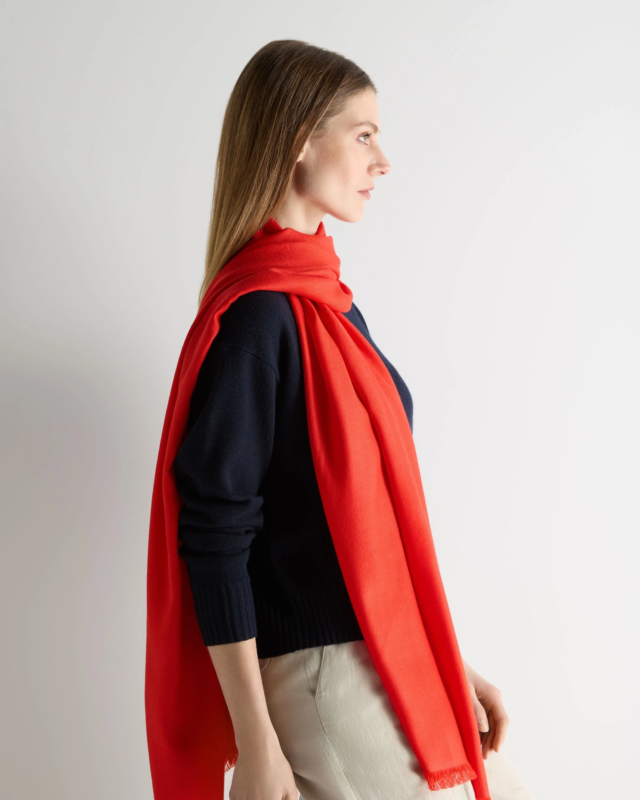 Women's Pashmina Cashmere Shawl Tomato Red - Image 4