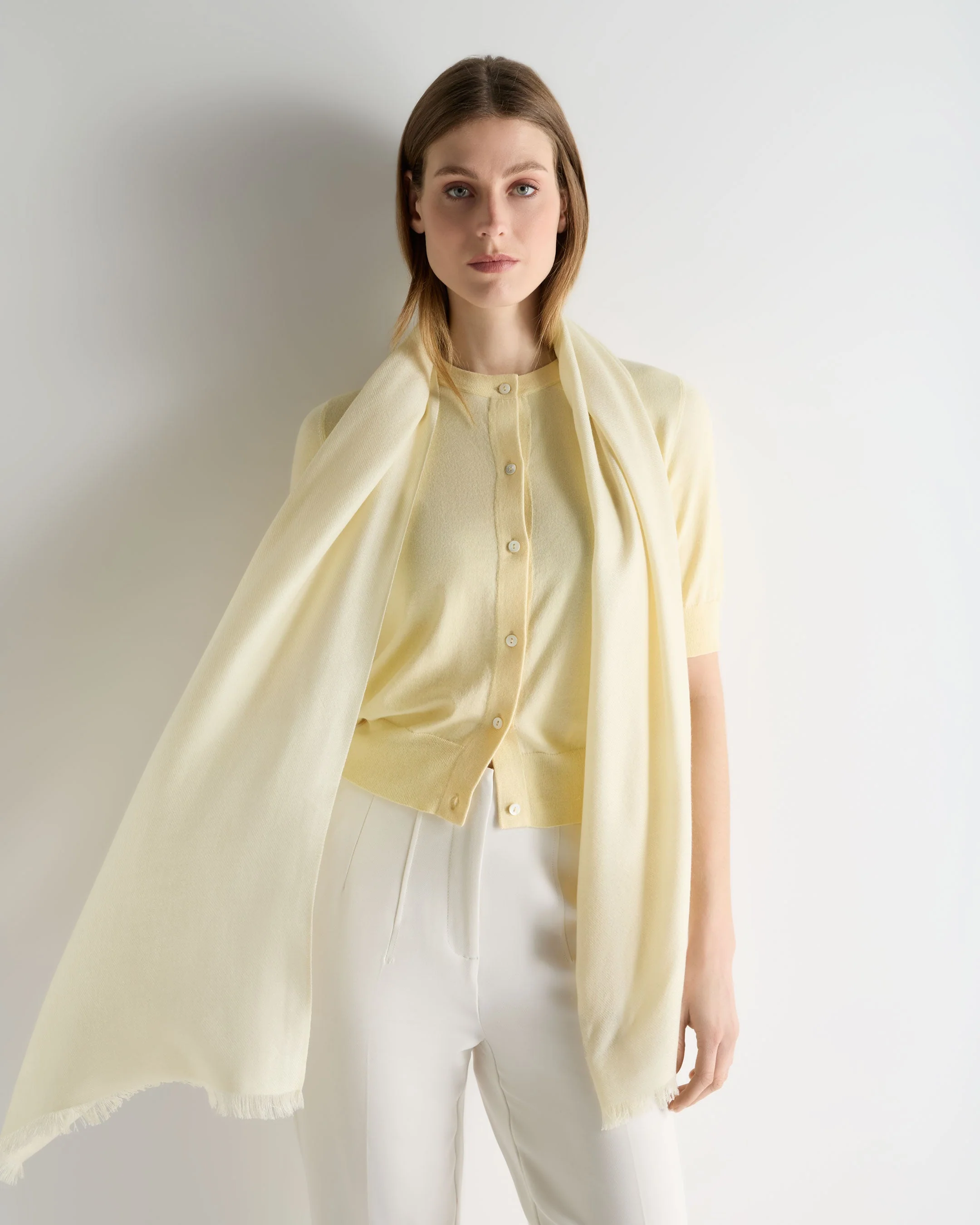 Women's Pashmina Cashmere Stole Butter Yellow - Image 2