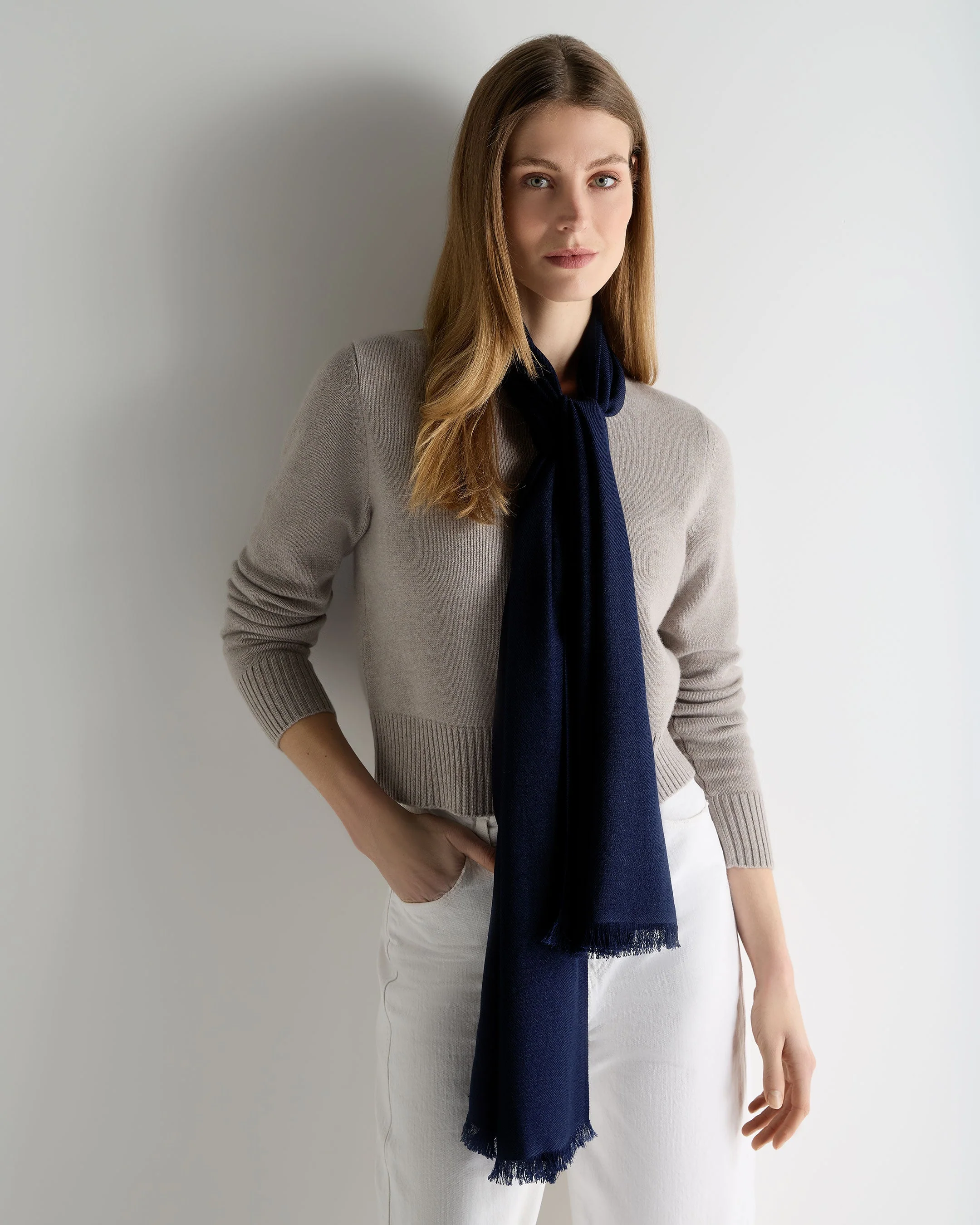 Women's Pashmina Cashmere Stole Deep French Blue - Image 2