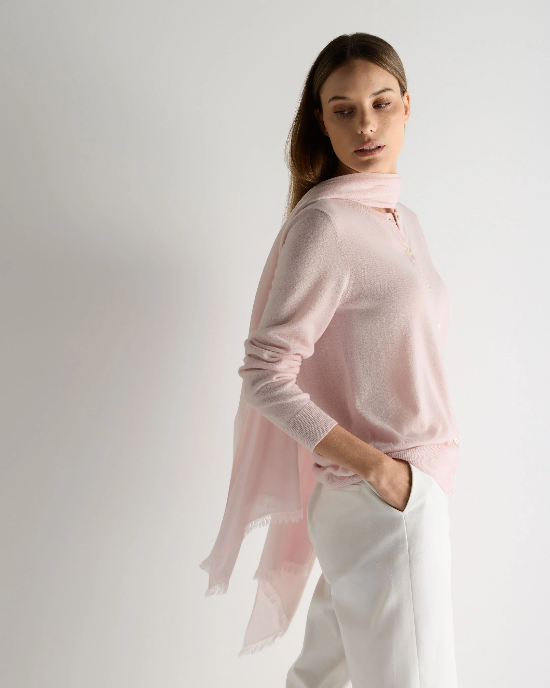 Women's Pashmina Cashmere Stole Powder Pink - Image 3