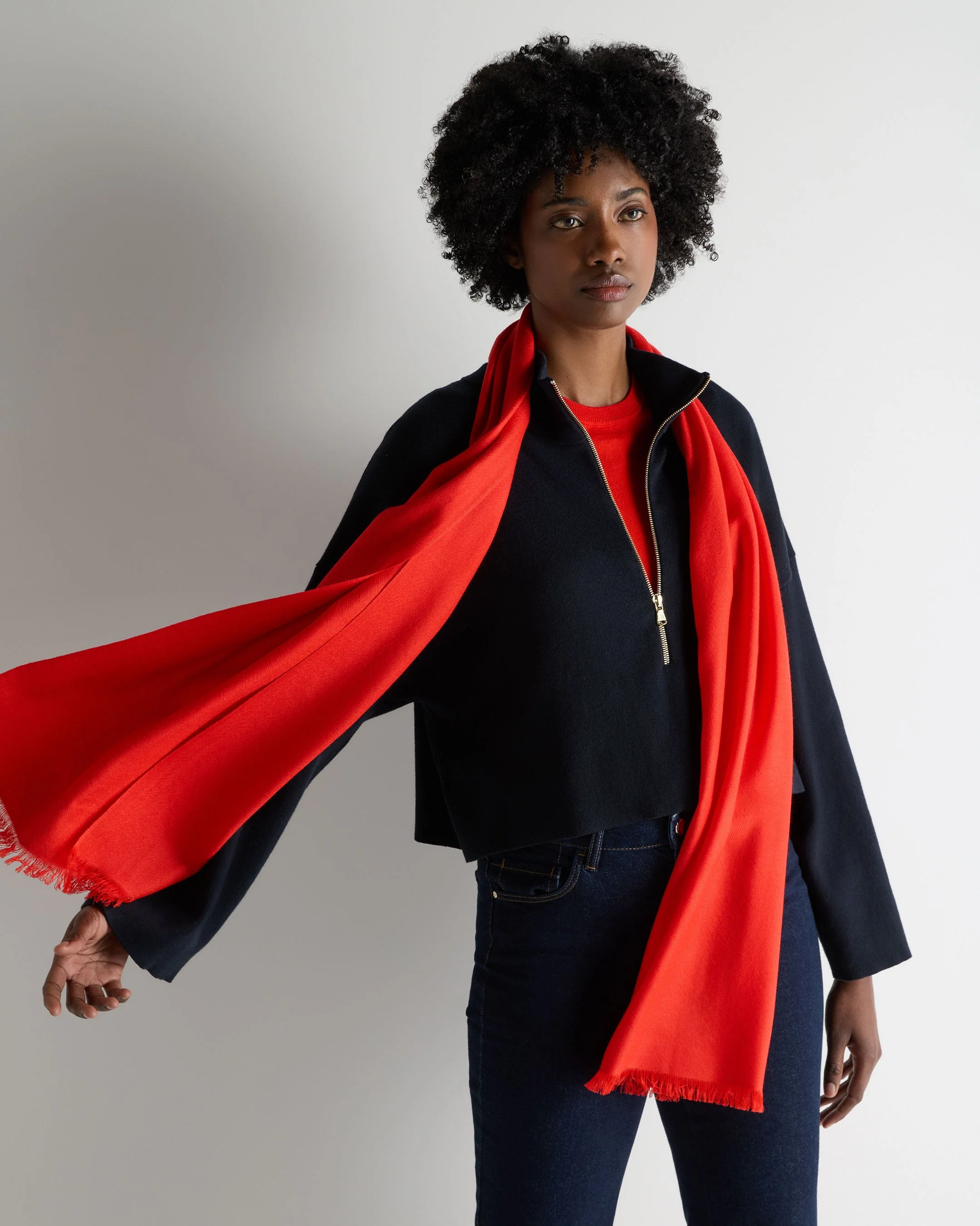 Women's Pashmina Cashmere Stole Tomato Red - Image 2