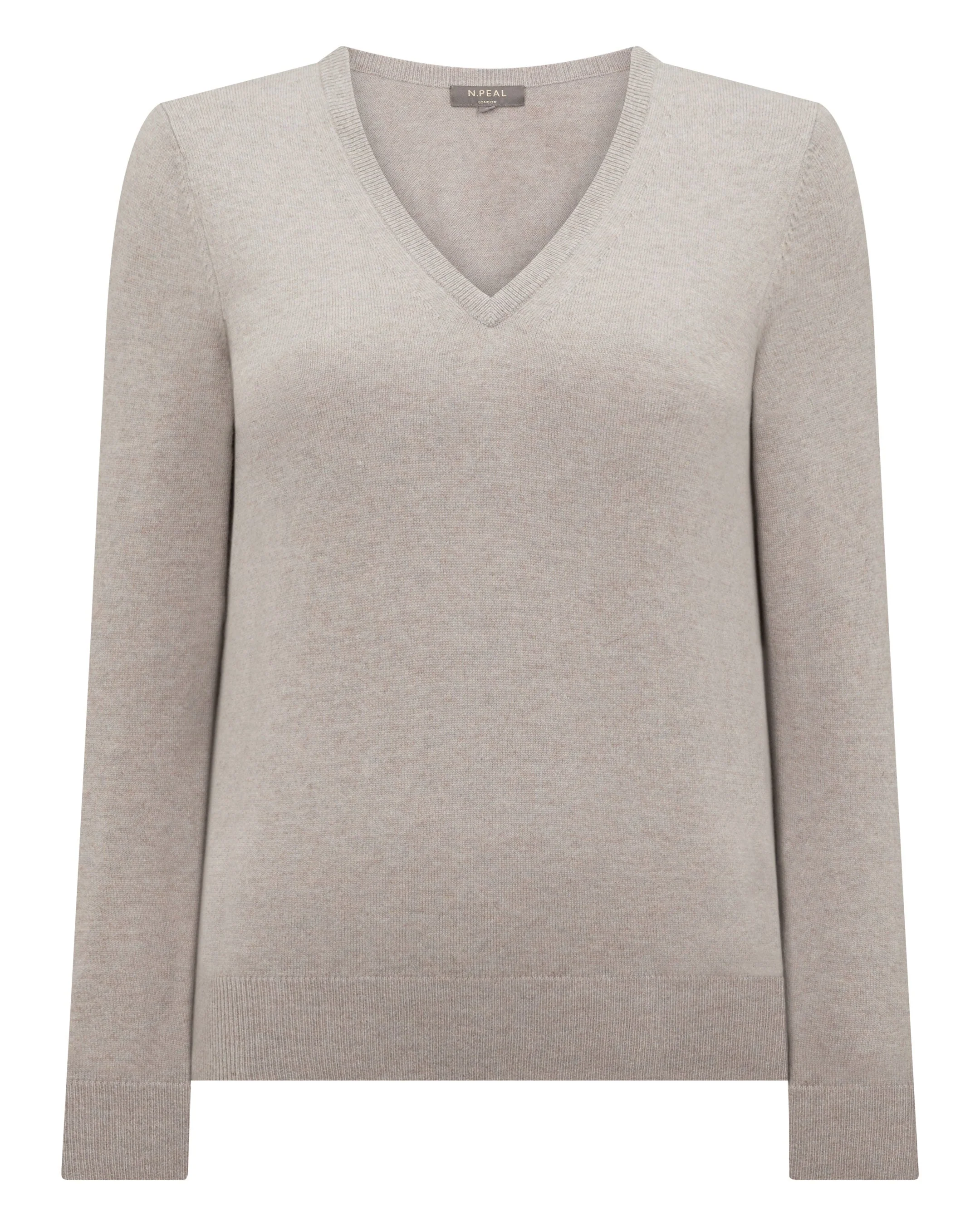 Women's Phoebe V Neck Cashmere Sweater Oat Grey - Image 2