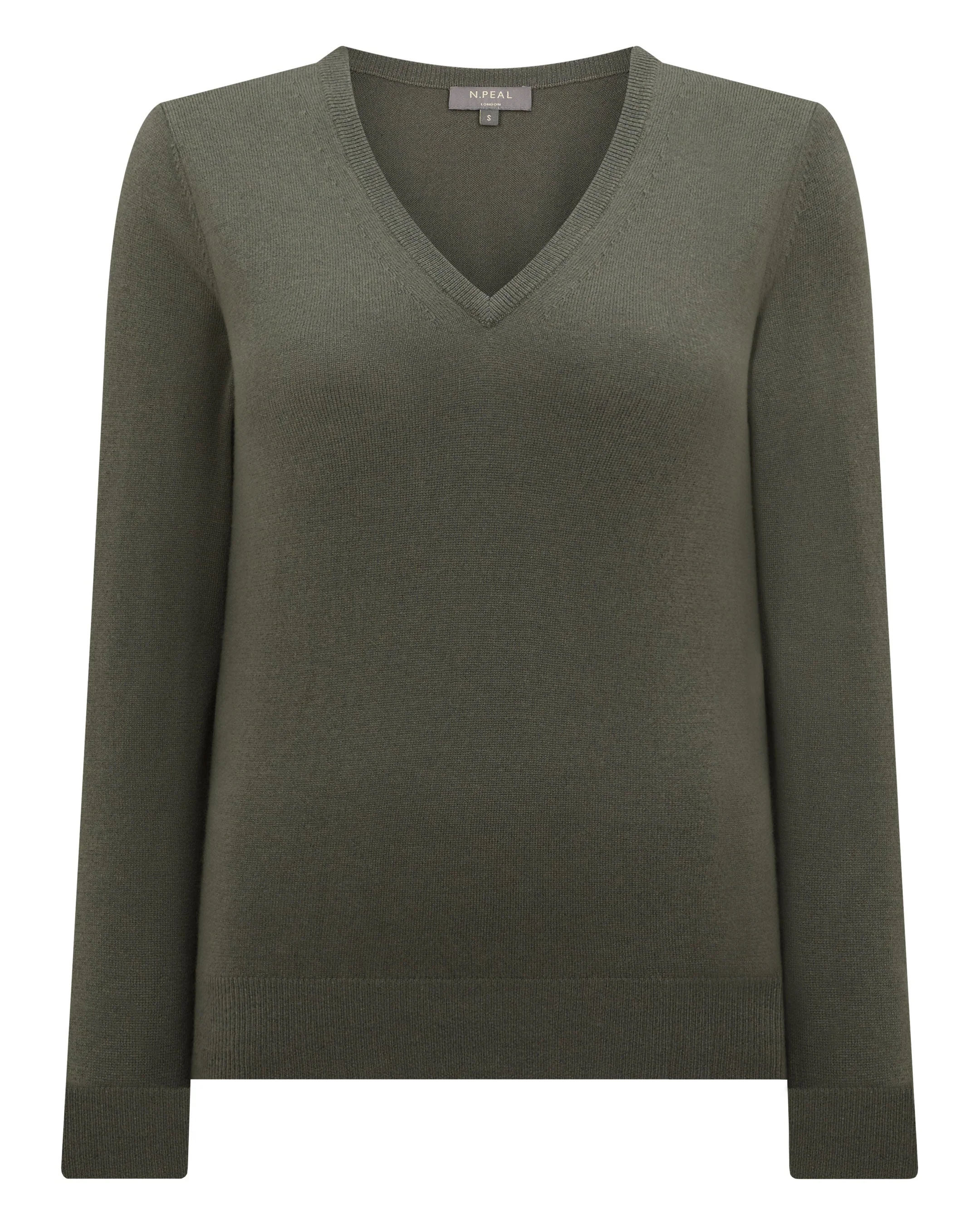 Women's Phoebe V Neck Cashmere Sweater Olive Green - Image 2