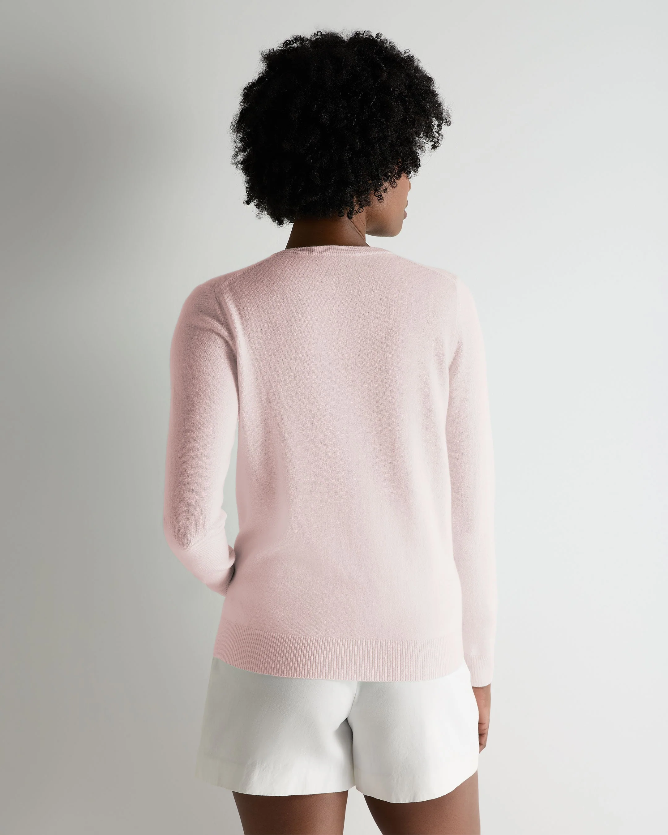 Women's Phoebe V Neck Cashmere Sweater Powder Pink - Image 4