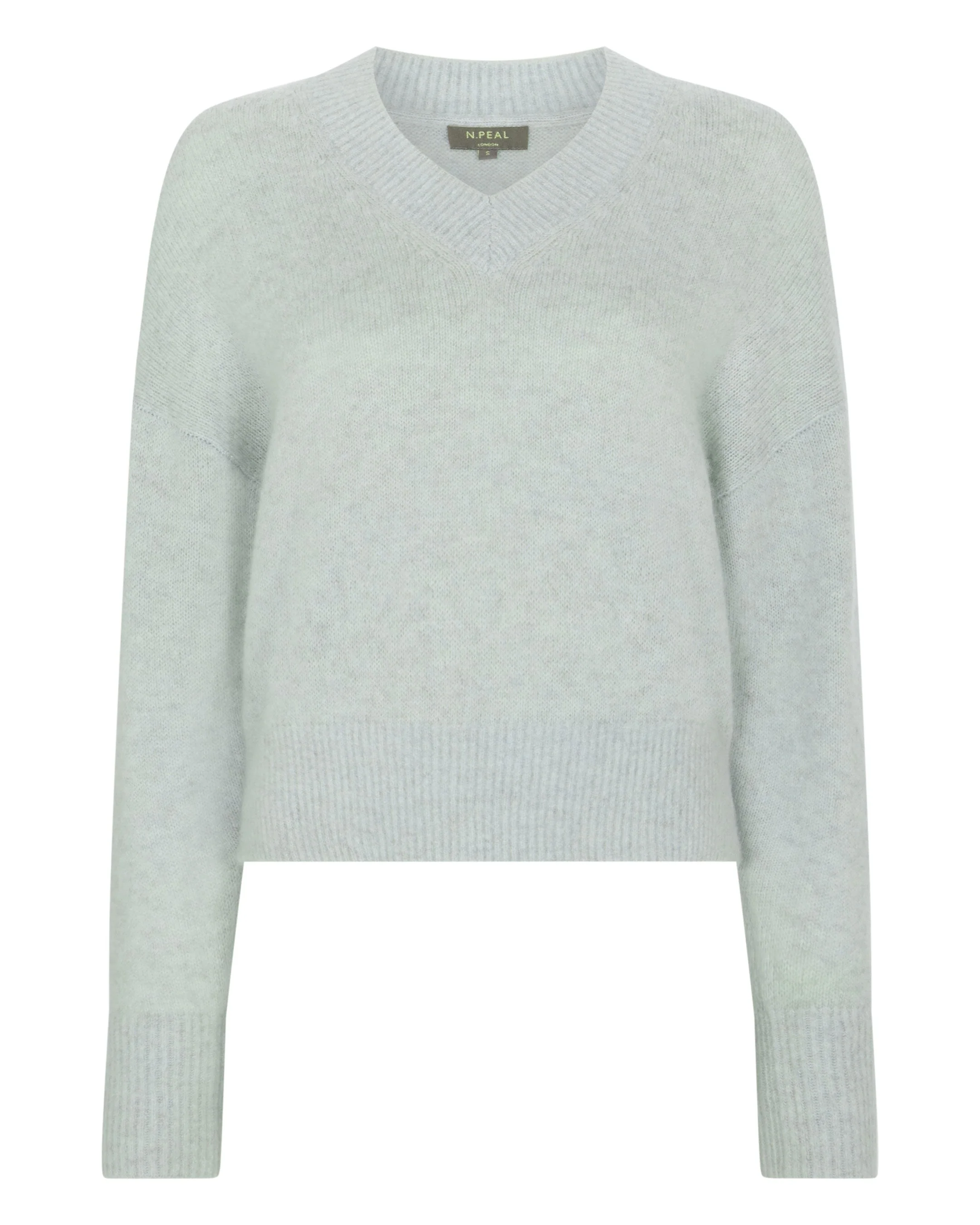 Women's Plush V Neck Cashmere Sweater Mint Green - Image 2