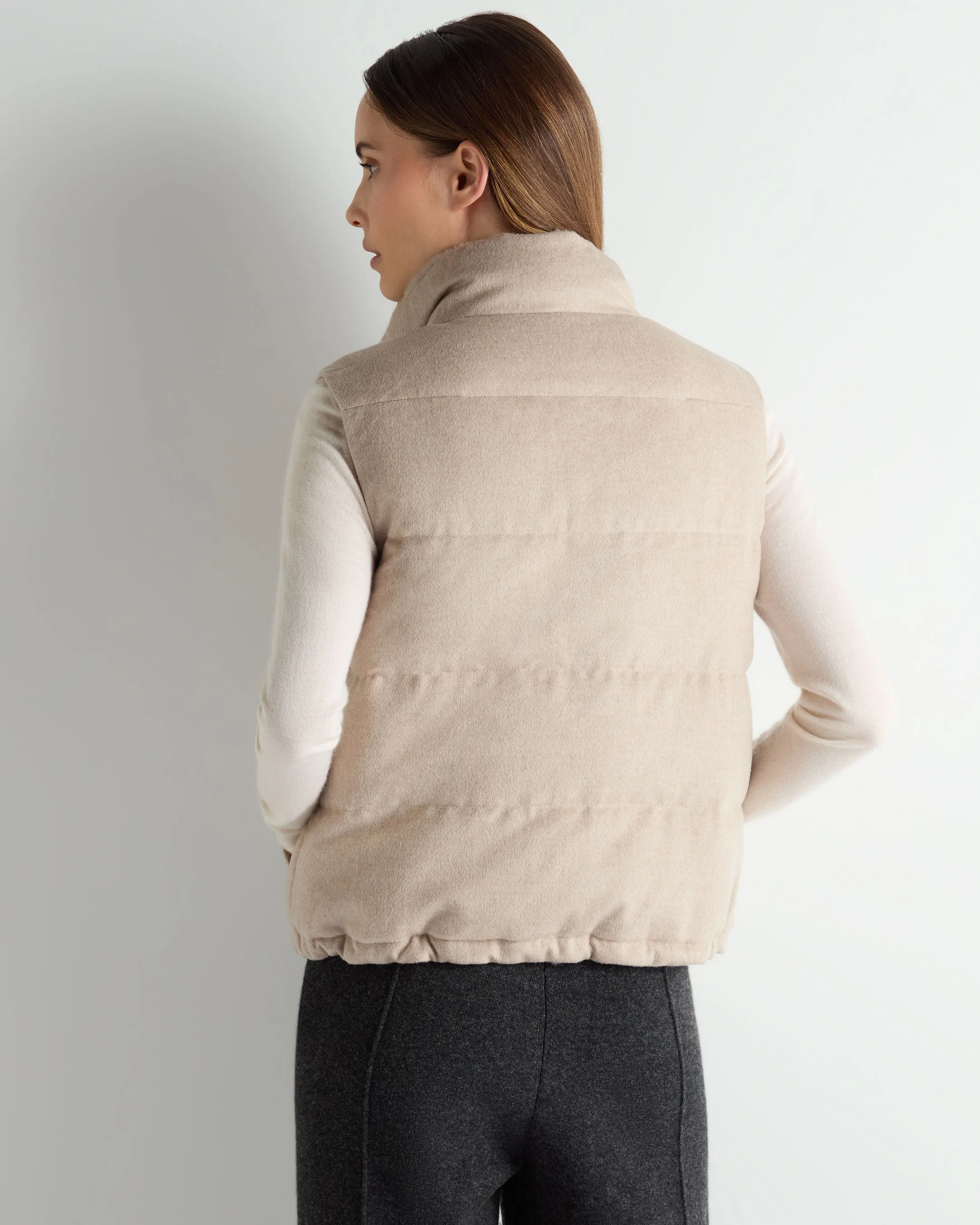 Women's Reversible Rex Gilet Beige Brown - Image 4