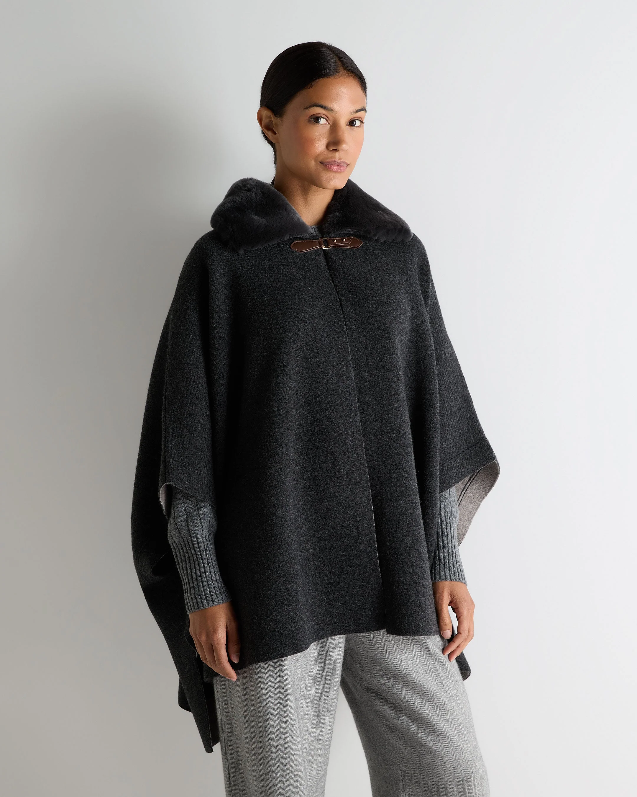Women's Rex Collar Cape Dark Graphite Grey