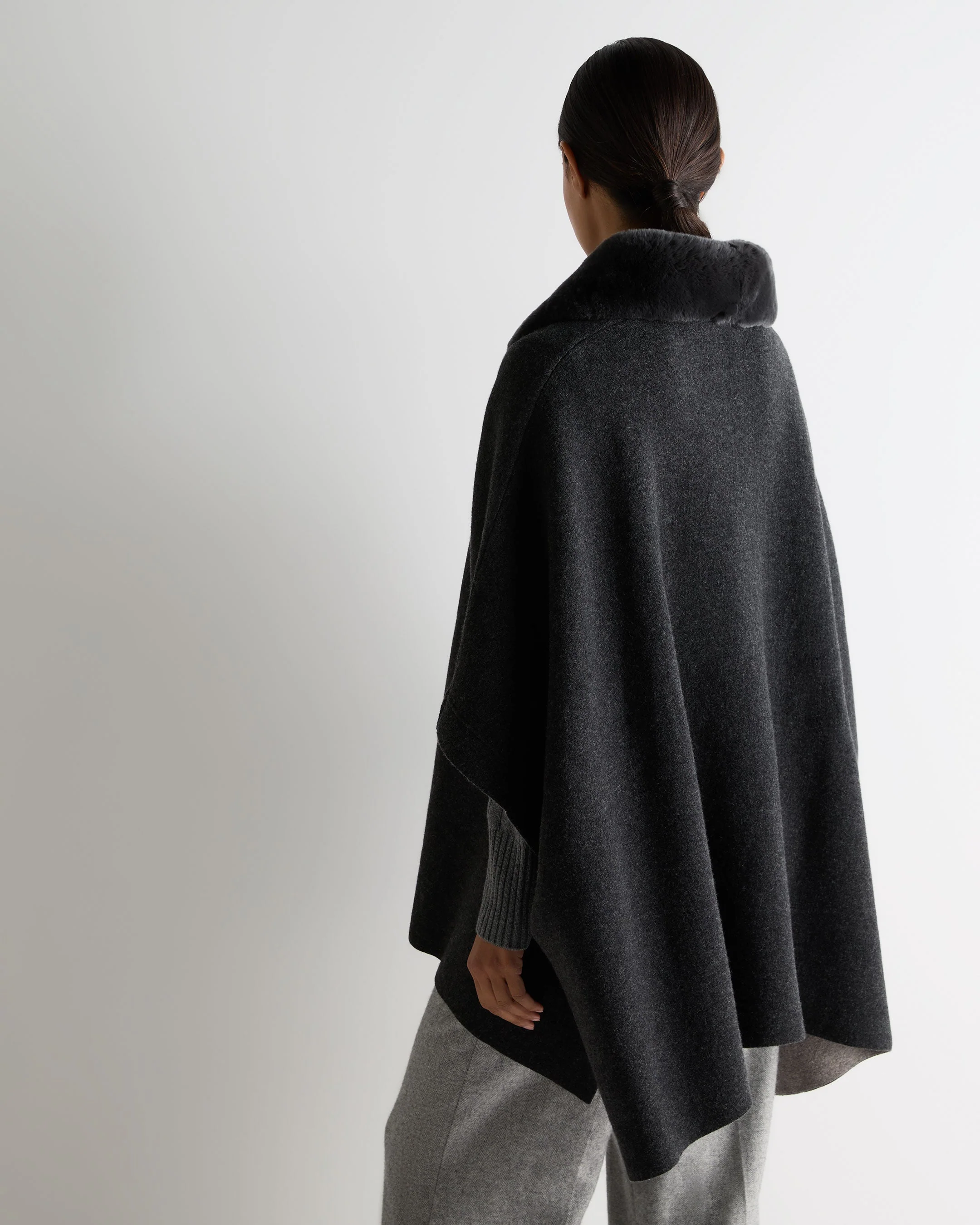 Women's Rex Collar Cape Dark Graphite Grey - Image 4