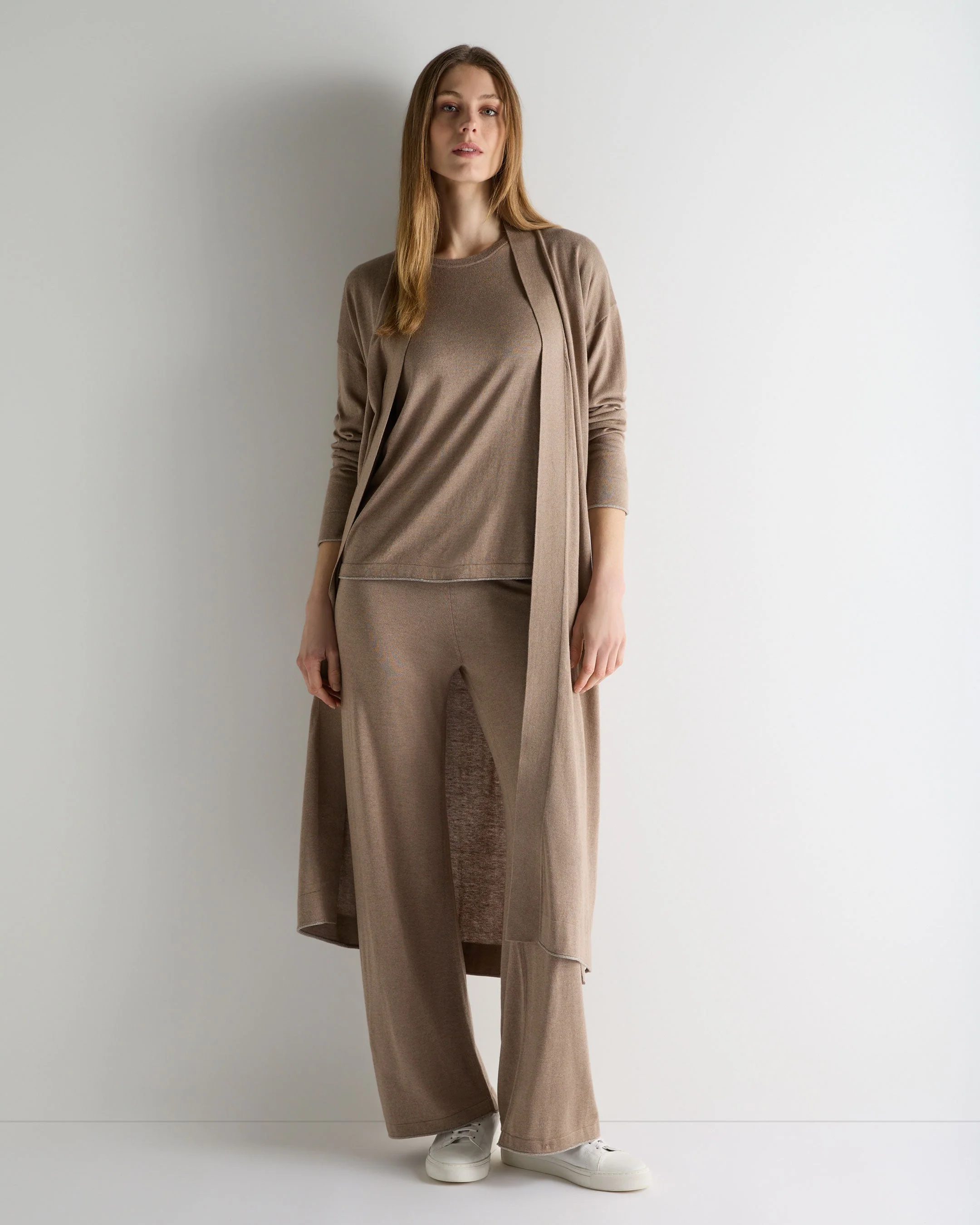 Women's Roche Silk Blend Cardigan Mink Brown