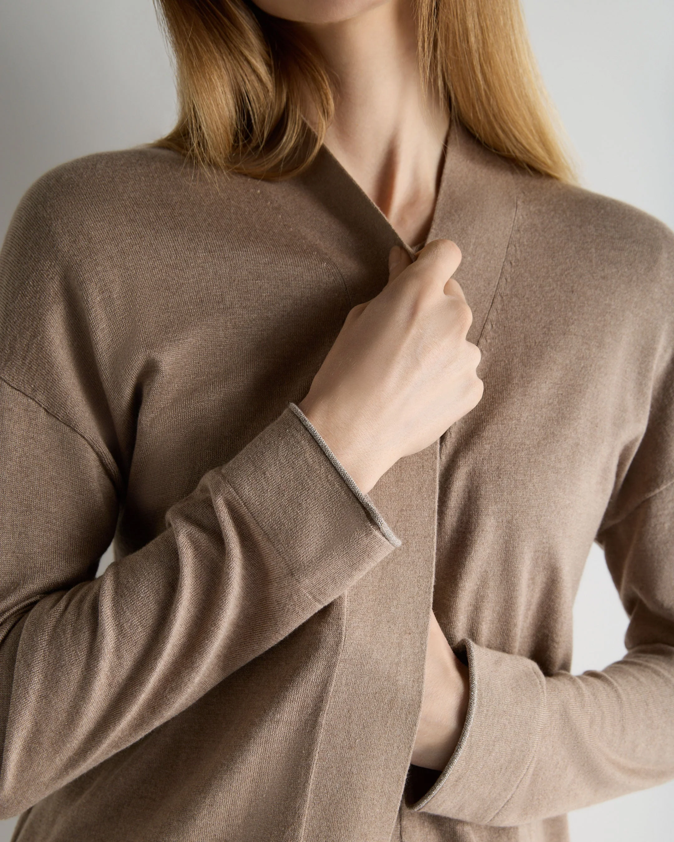Women's Roche Silk Blend Cardigan Mink Brown - Image 5