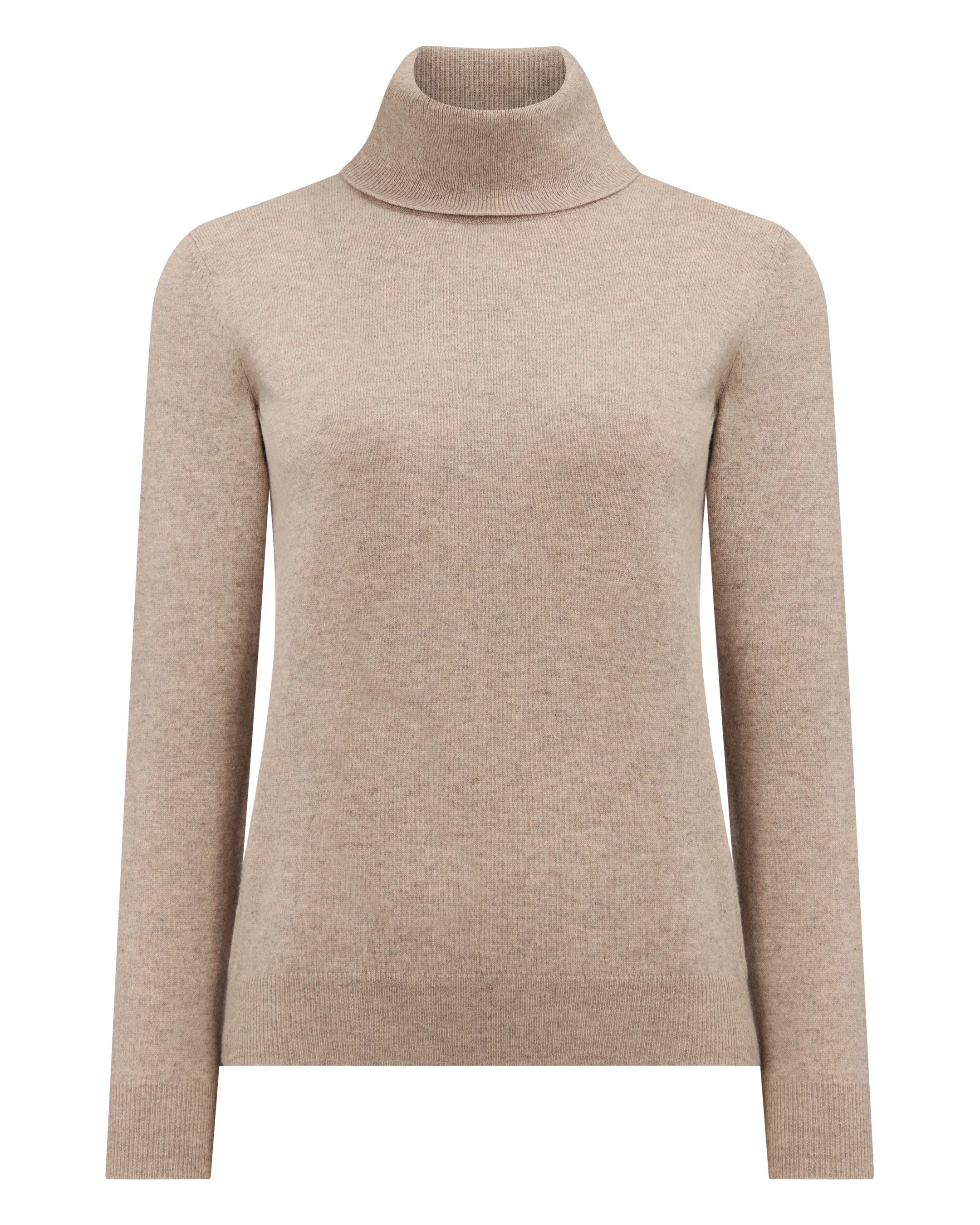 Women's Luna Turtle Neck Cashmere Sweater Oatmeal Brown - Image 2