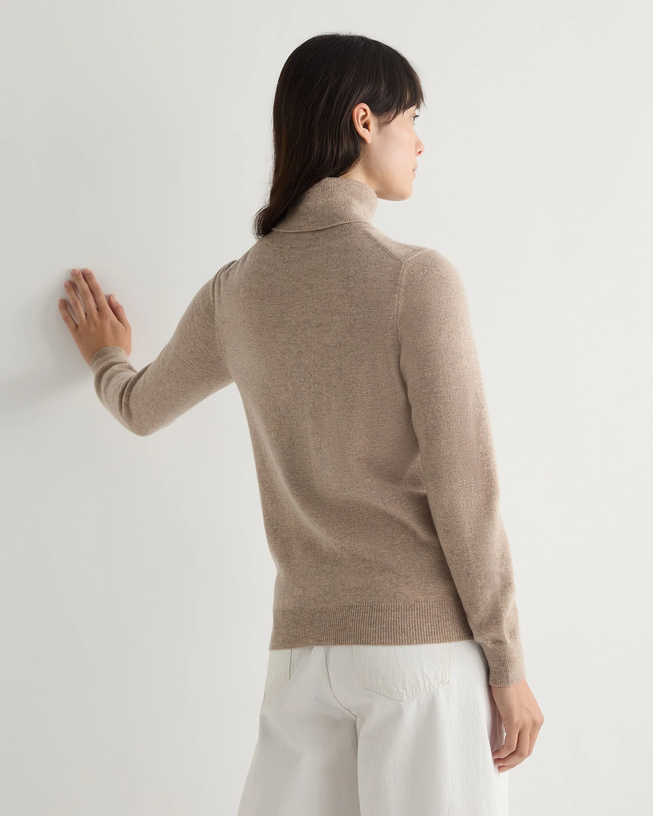 Women's Luna Turtle Neck Cashmere Sweater Oatmeal Brown - Image 4