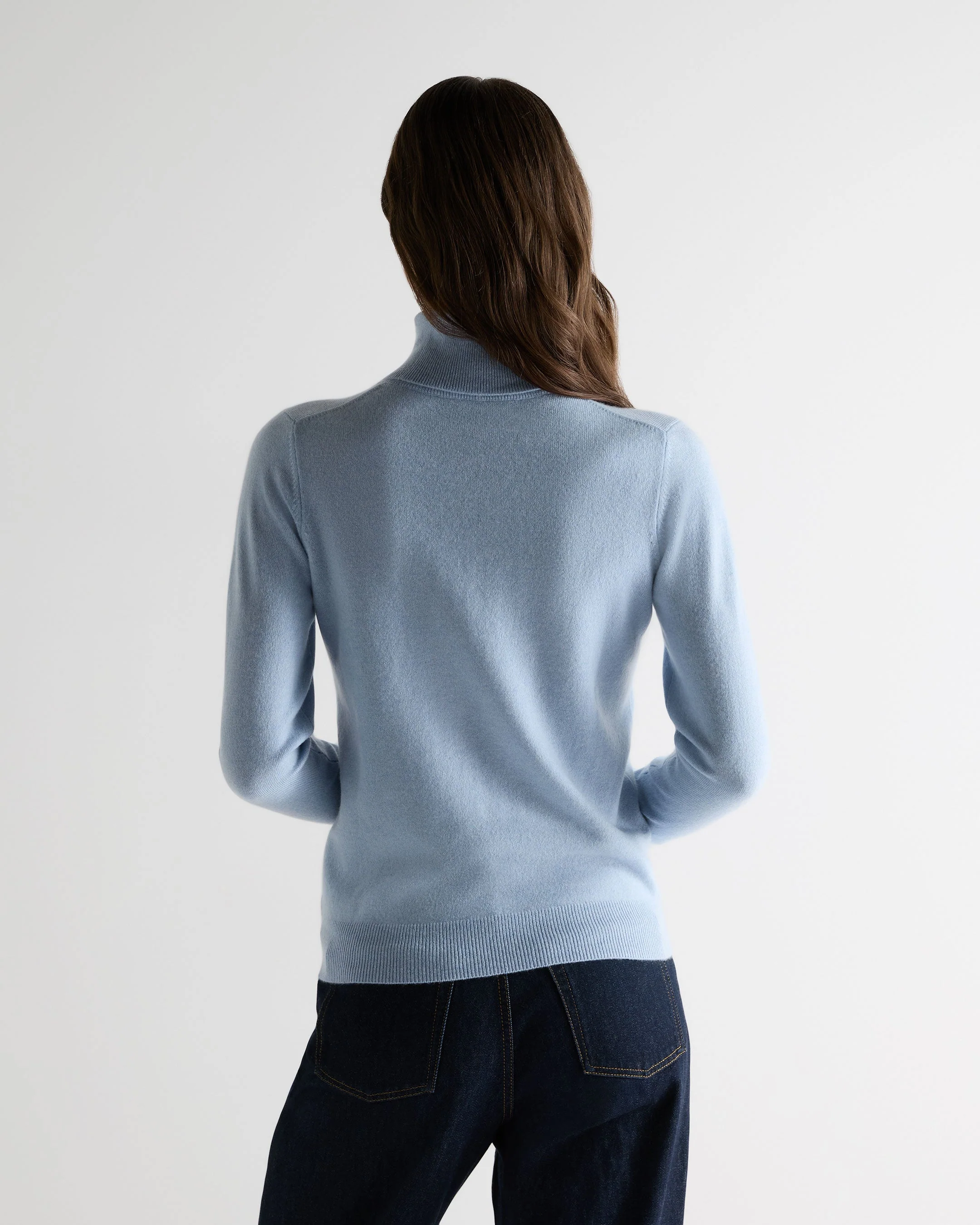 Women's Luna Turtle Neck Cashmere Sweater Sea Mist Blue - Image 4