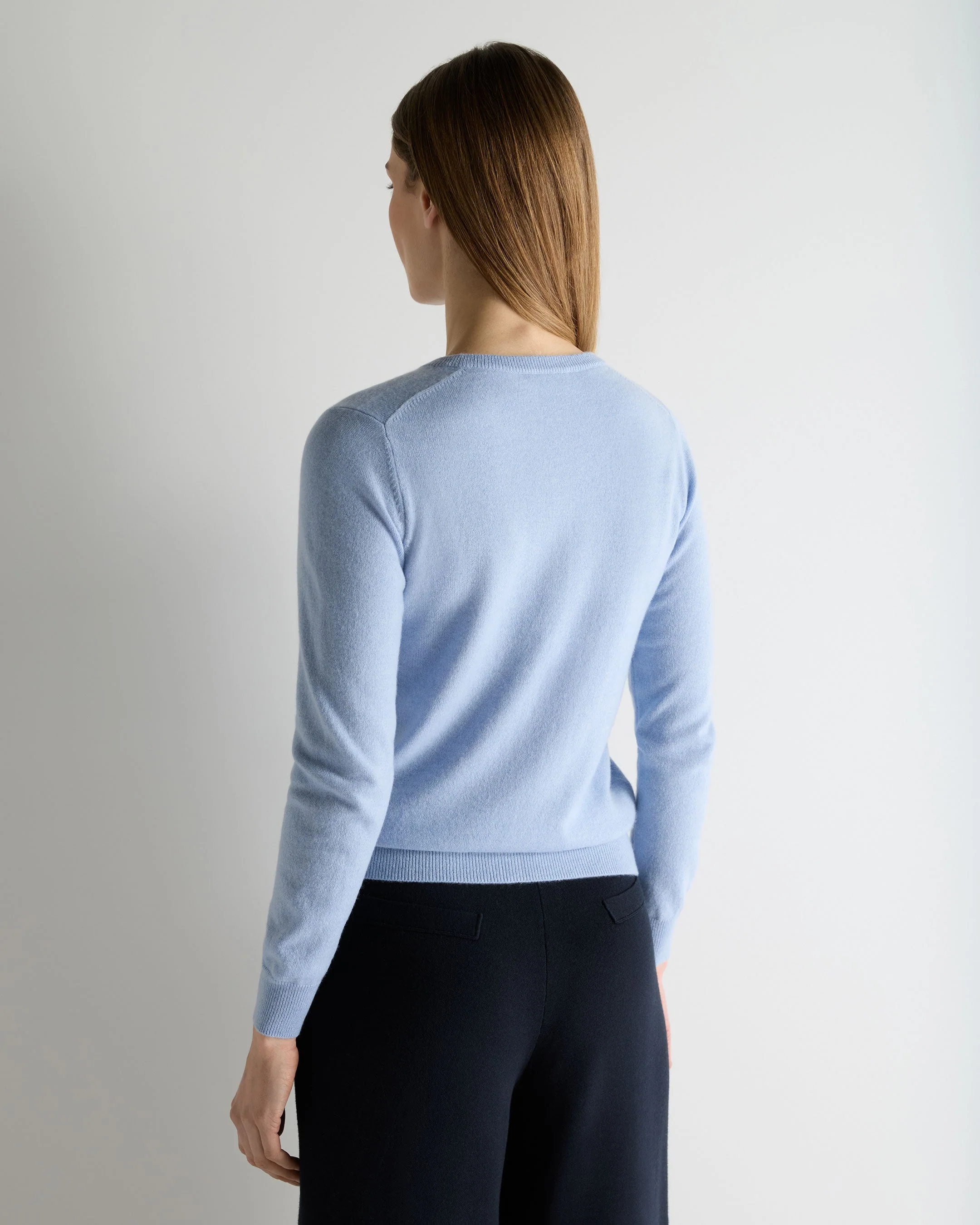 Women's Olivia Round Neck Cashmere Cardigan Sea Mist Blue - Image 4