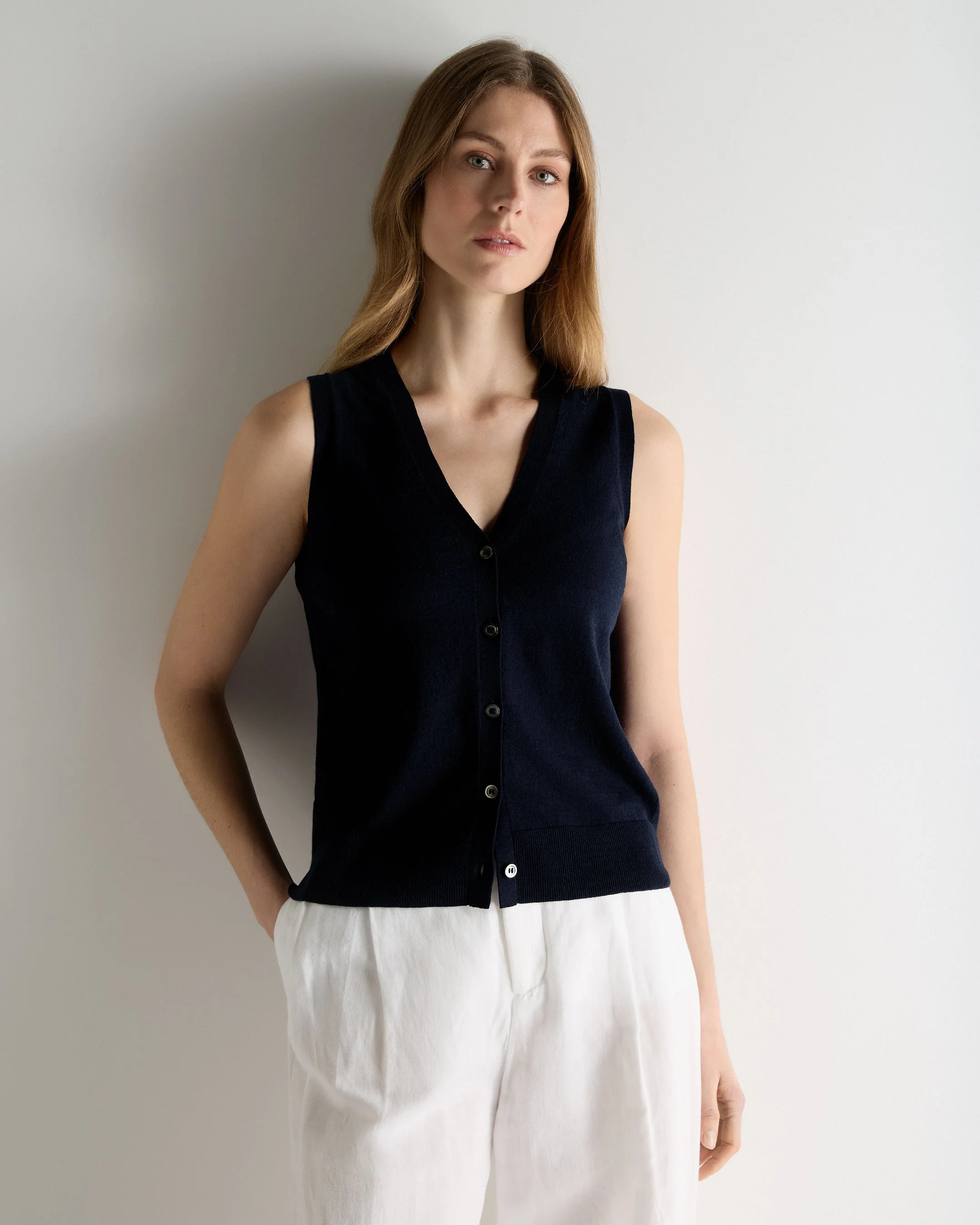 Women's Selene Linen Blend Tank Deep French Blue