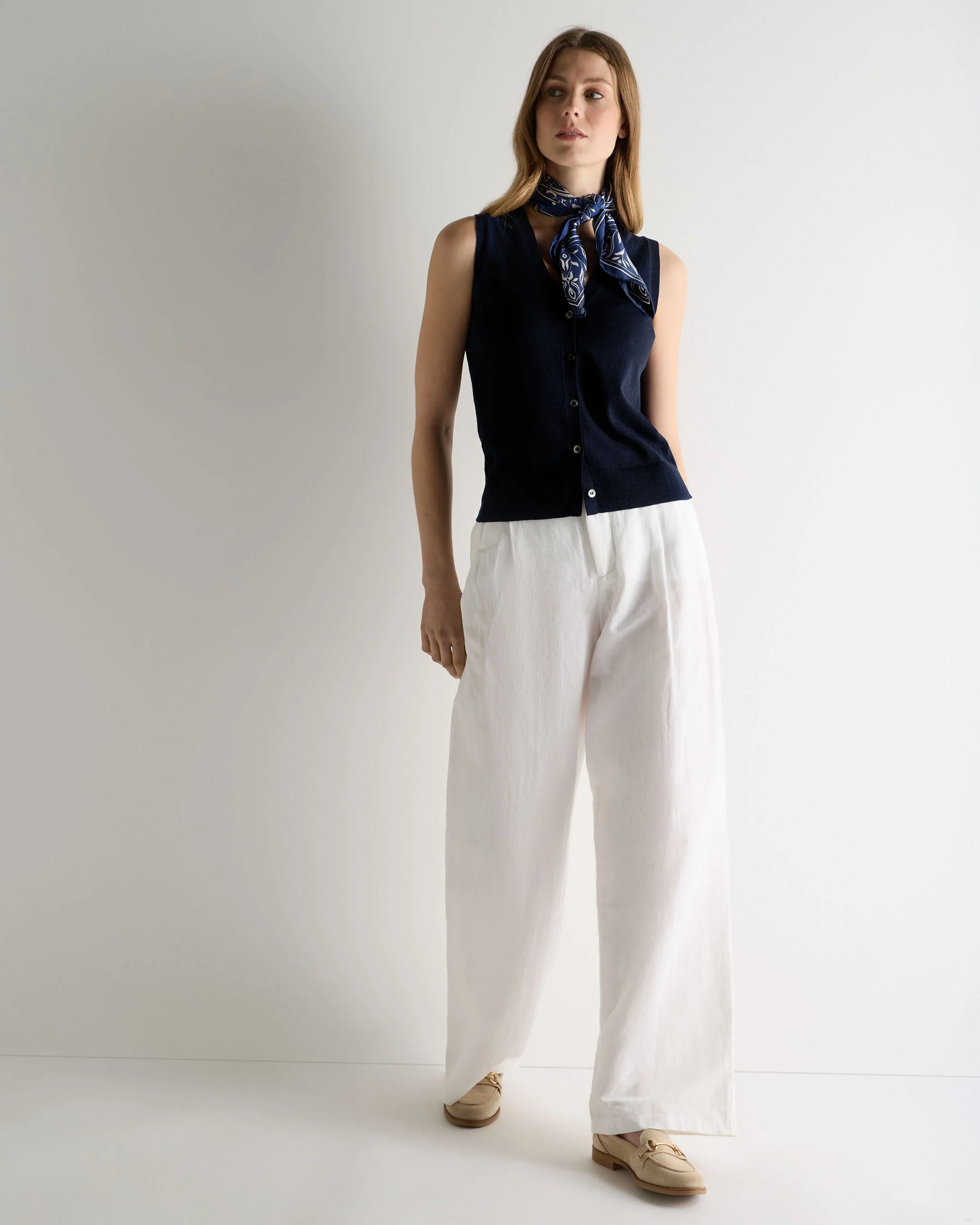Women's Selene Linen Blend Tank Deep French Blue - Image 3