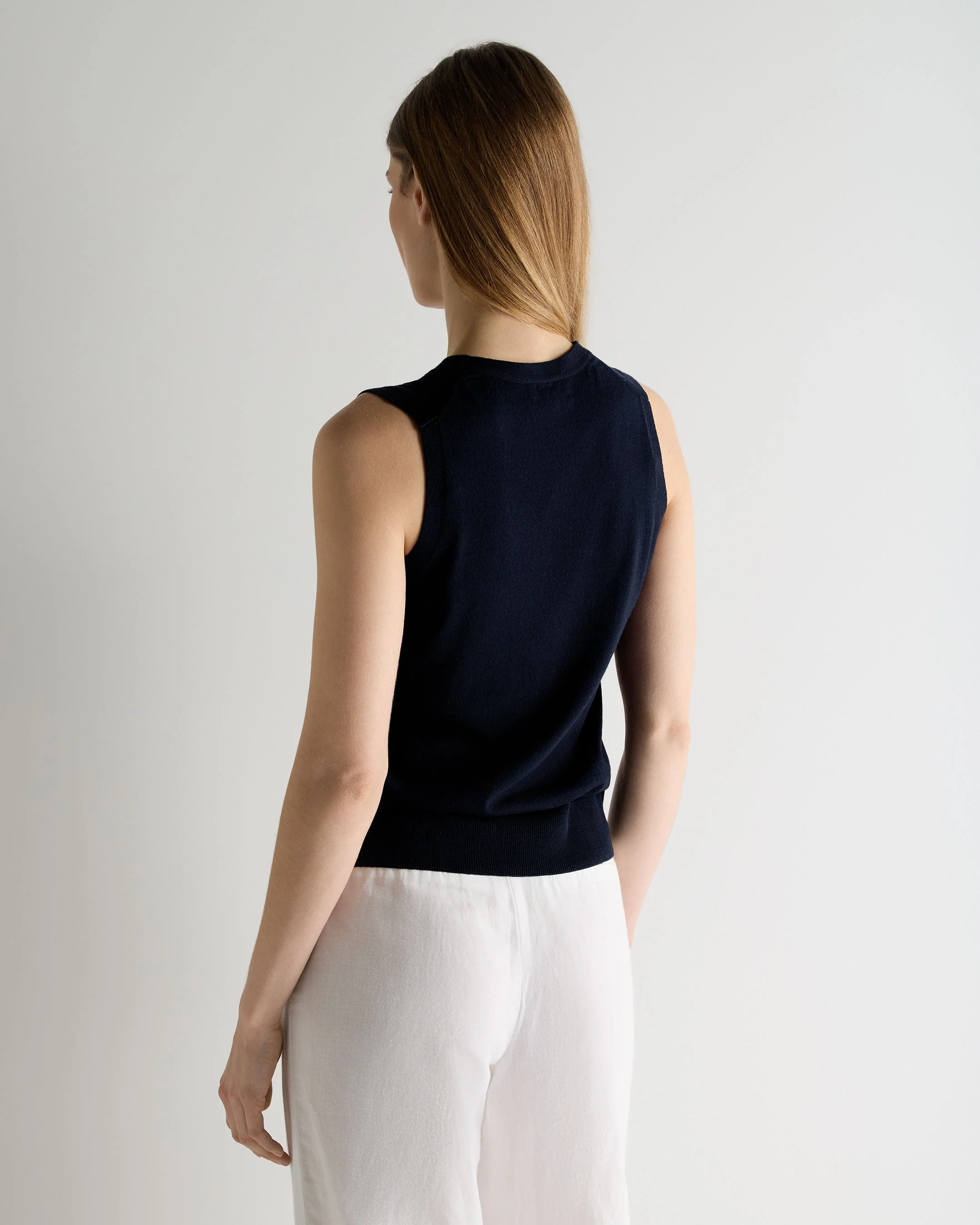 Women's Selene Linen Blend Tank Deep French Blue - Image 4