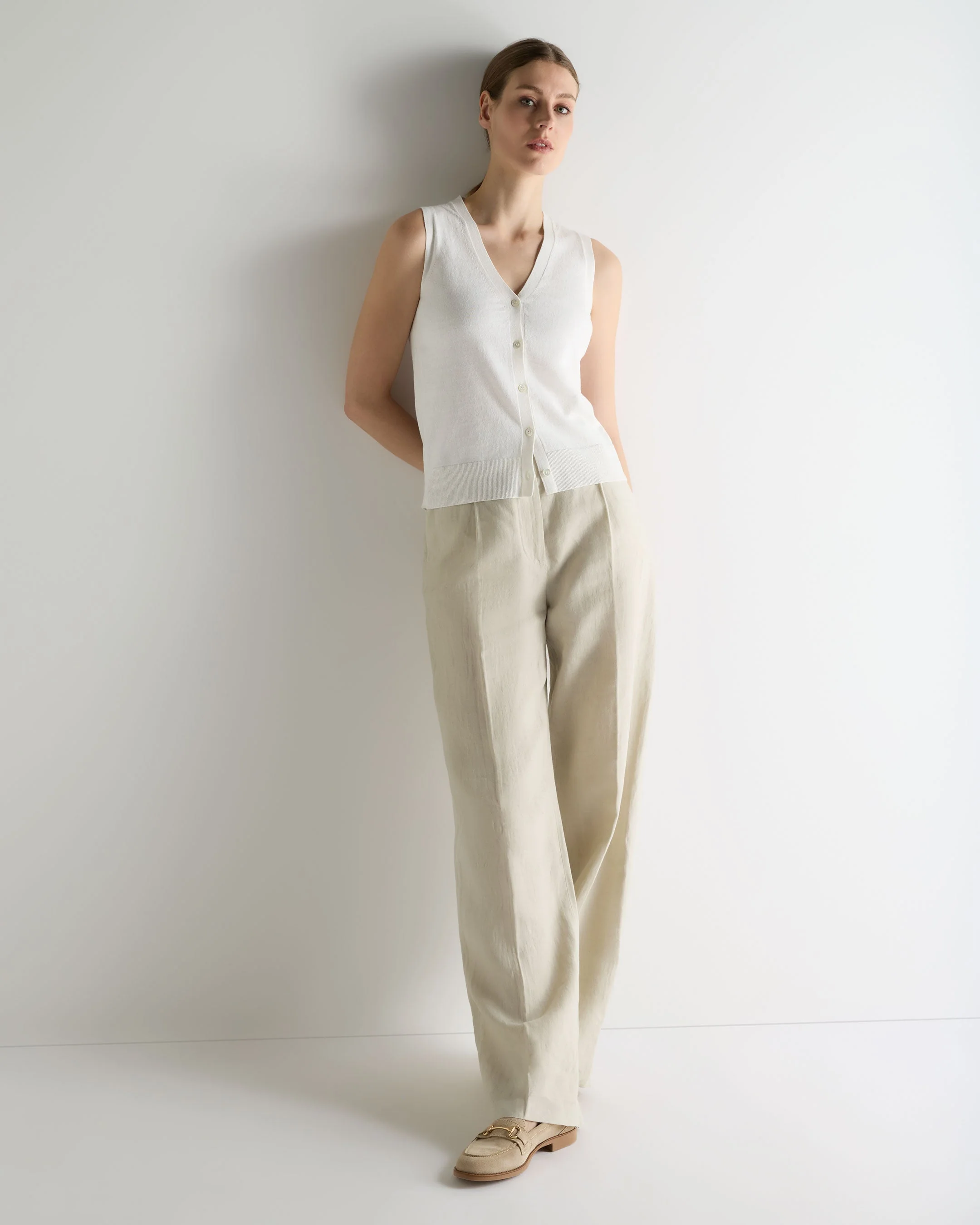 Women's Selene Linen Blend Tank White - Image 3