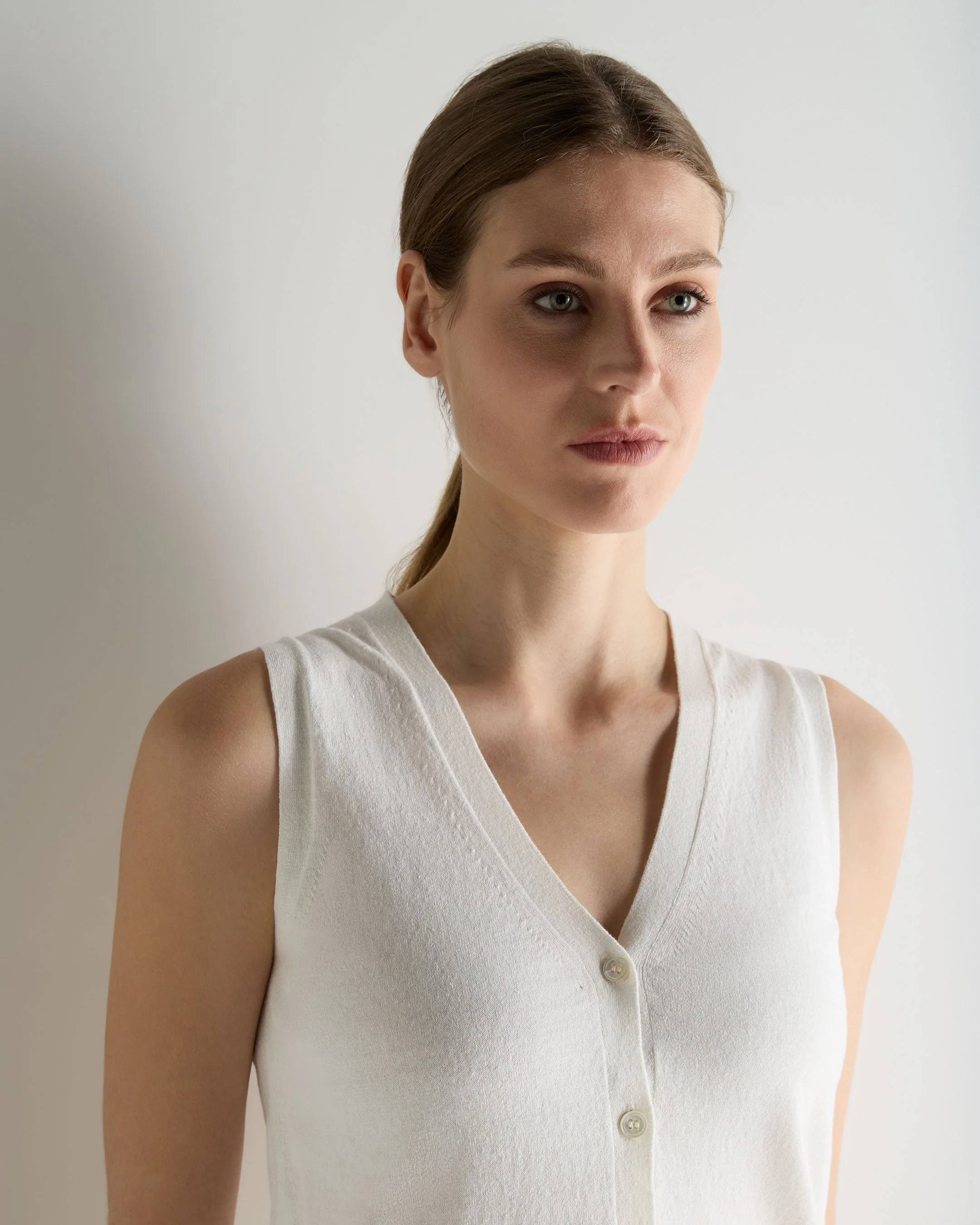 Women's Selene Linen Blend Tank White - Image 5