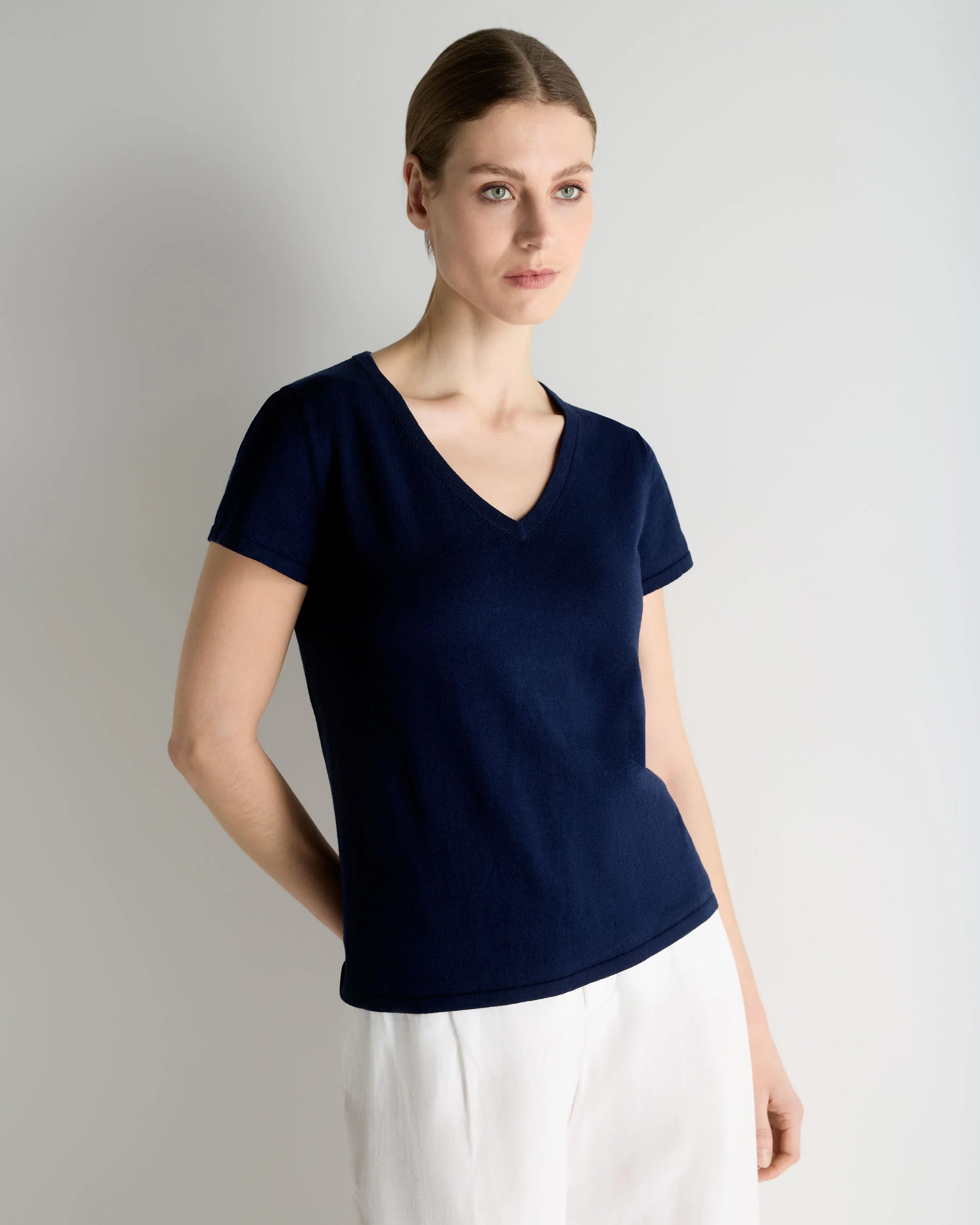 Women's Selene Linen Blend Top Deep French Blue