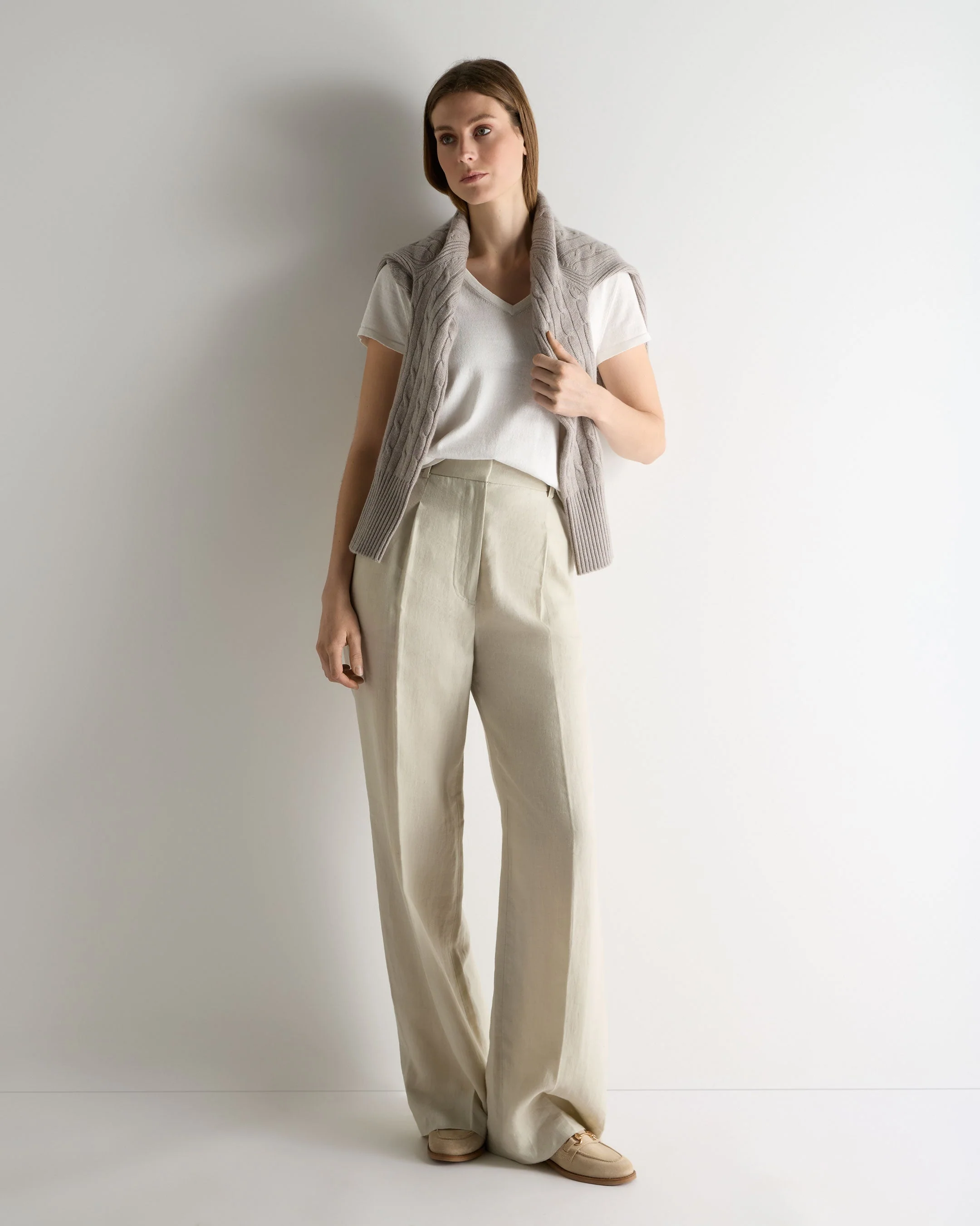 Women's Selene Linen Blend Top White - Image 3