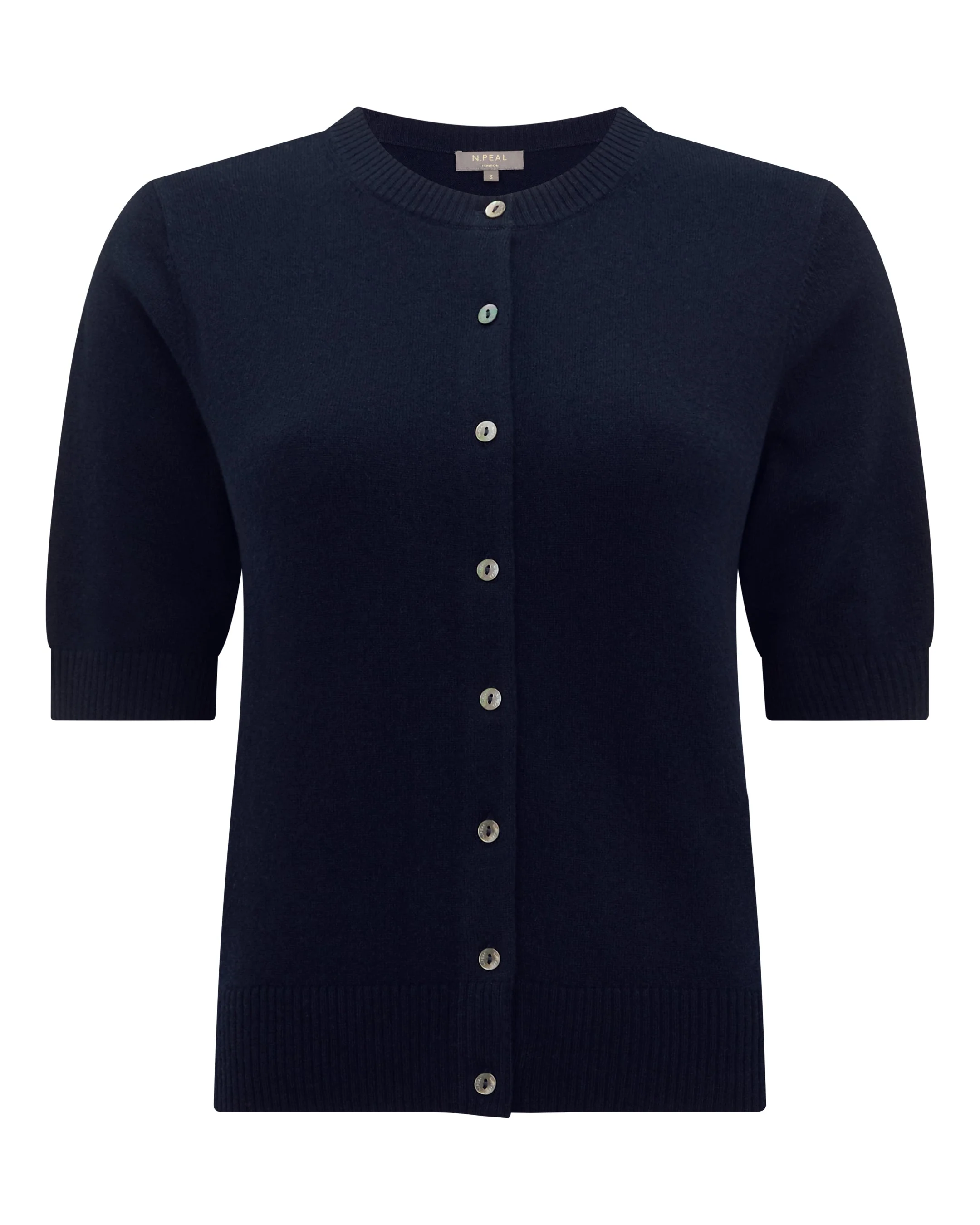 Women's Short Sleeve Cashmere Cardigan Navy Blue - Image 2